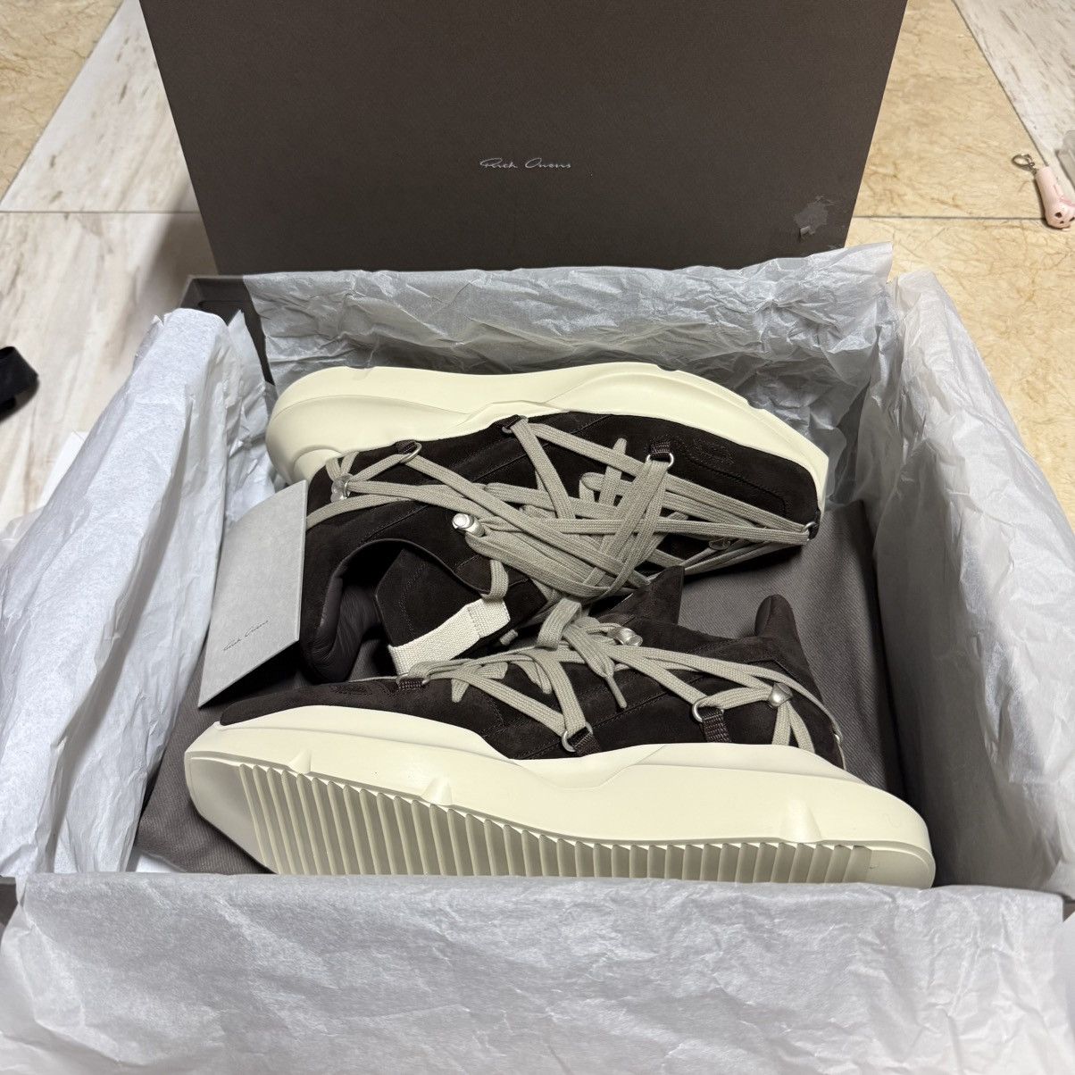 Rick Owens Rick Owens Megalace Geth Runner Mahogany/Milk Size US 8 / EU 41 - 2 Thumbnail