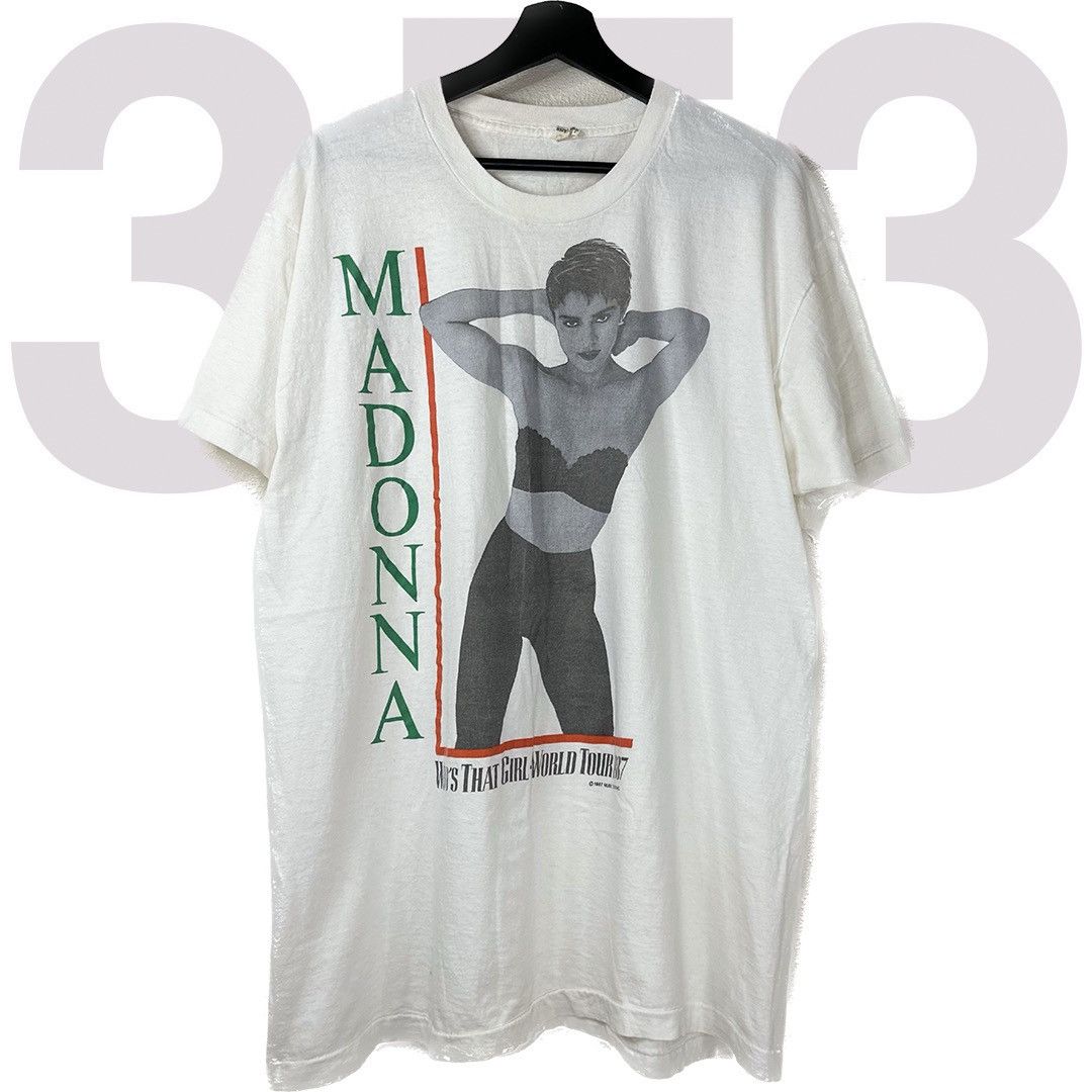 image of Band Tees x Rap Tees Vintage 1987 Madonna Whos That Girl Tour Shirt Size XL Wht in White, Men's