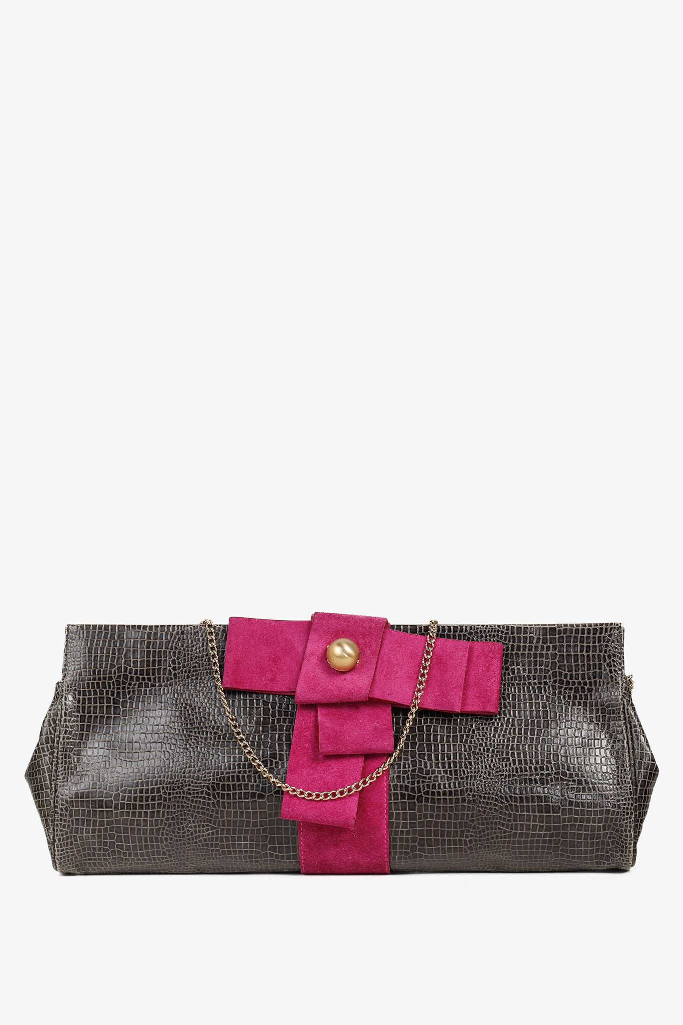 Emporio Armani Emporio Armani Croc-Embossed Leather Purple Suede-Bow Bag Size ONE SIZE - 1 Thumbnail