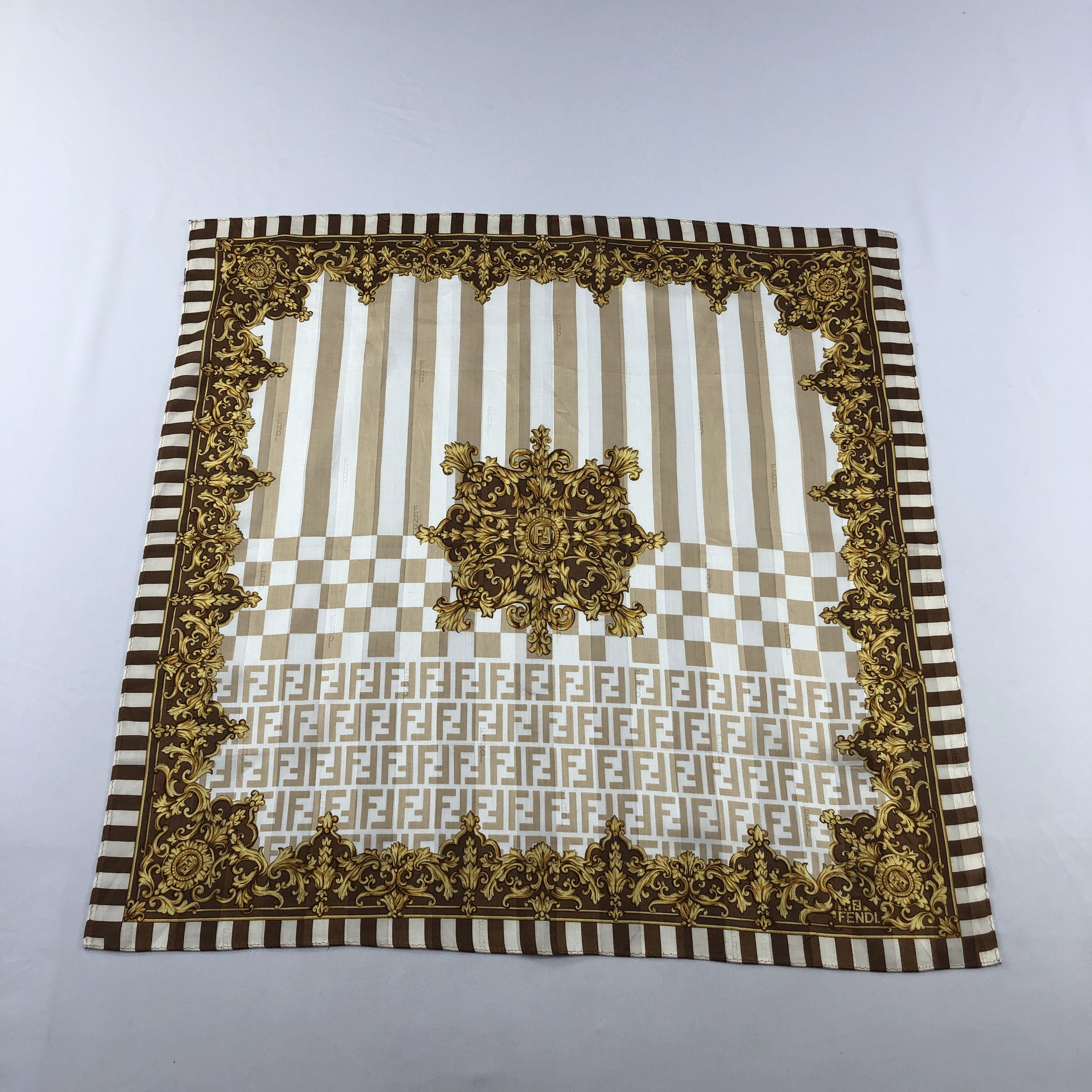 Fendi Monogram FF Handkerchief Neckerchief Bandana H2816