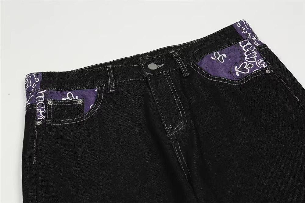 Japanese Brand × Jean Men's Letter Print Contrast Color Stitching Jeans Size US 32 / EU 48 - 4 Thumbnail