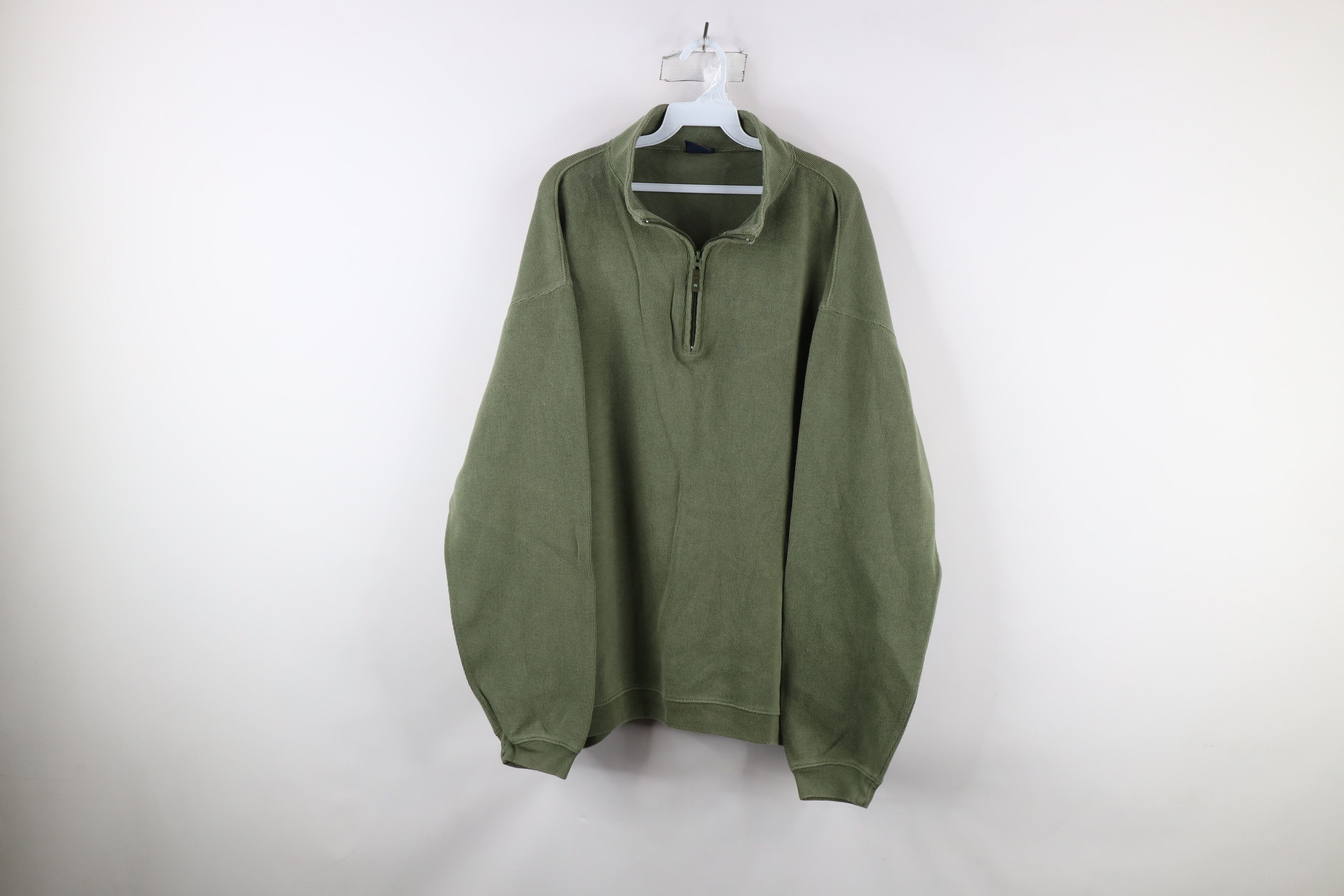 Vintage Vintage 90s Woolrich Ribbed Knit Half Zip Sweater Green Size US XL / EU 56 / 4 - 1 Thumbnail