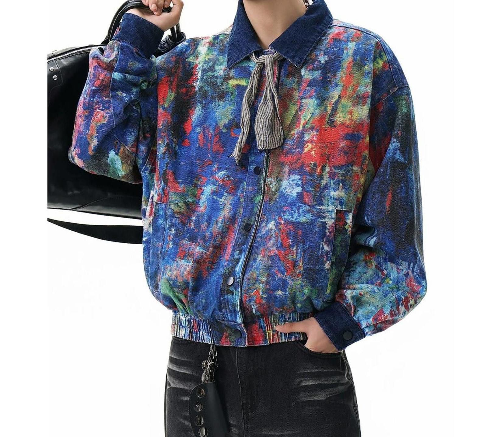 Other Graffiti Art Denim Jacket | Painted Boxy Wide Outerwear Size US M / EU 48-50 / 2 - 3 Thumbnail