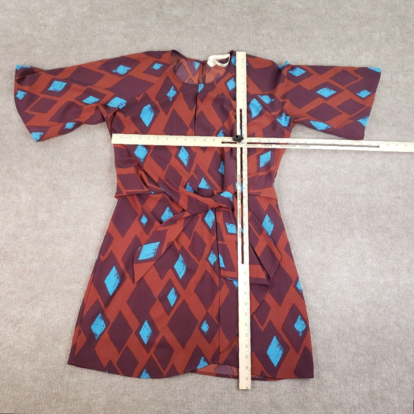 Anthropologie Uncle Frank Raglan Womens Medium Red Blue Short Sleeve Tie Front Anthropologie Shirt Size 32" / US 10 / IT 46 - 2 Thumbnail
