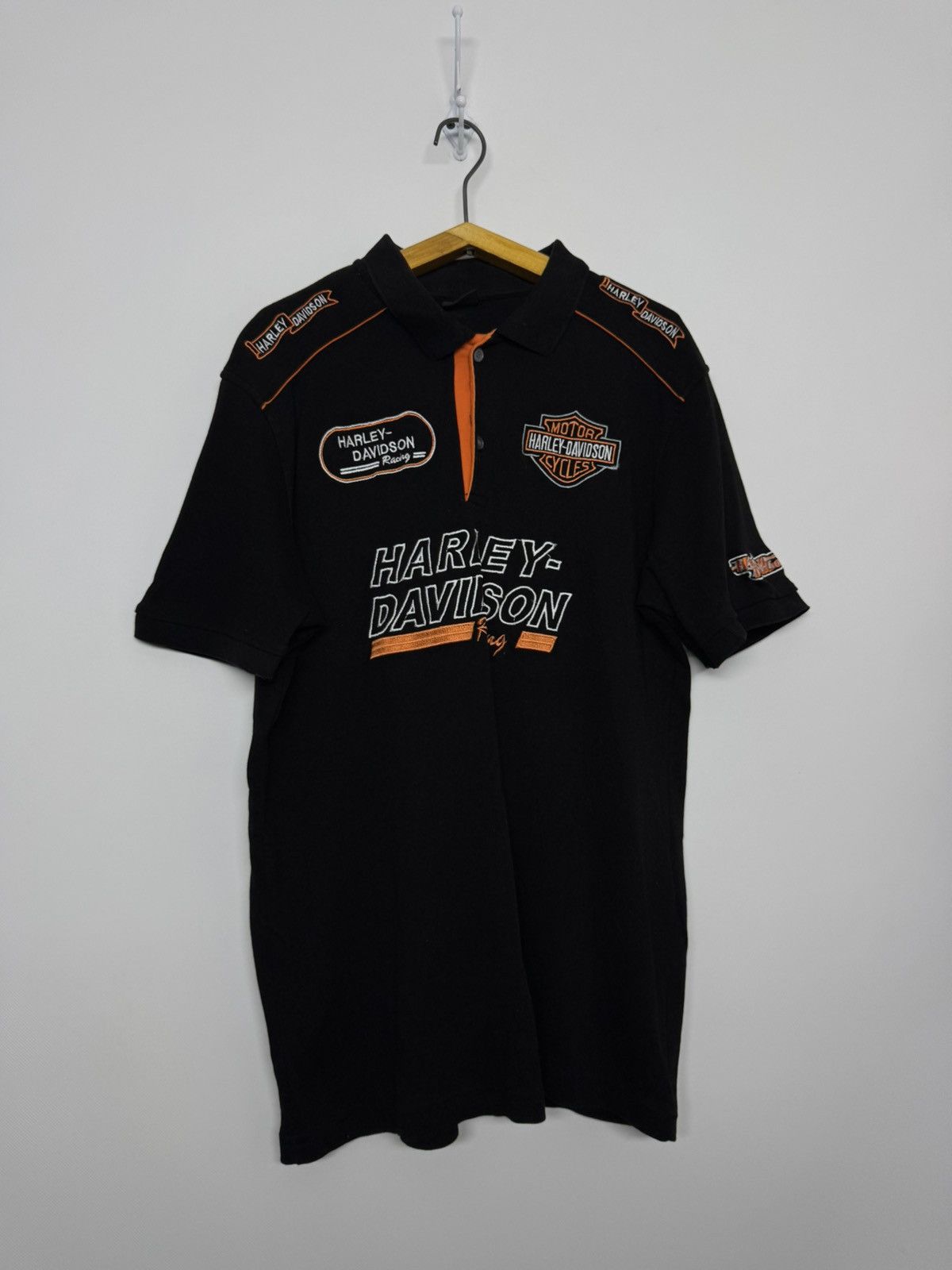 Harley Davidson Vintage Harley Davidson Motorcycle Sleeve Polo Shirt Size US XL / EU 56 / 4 - 4 Thumbnail