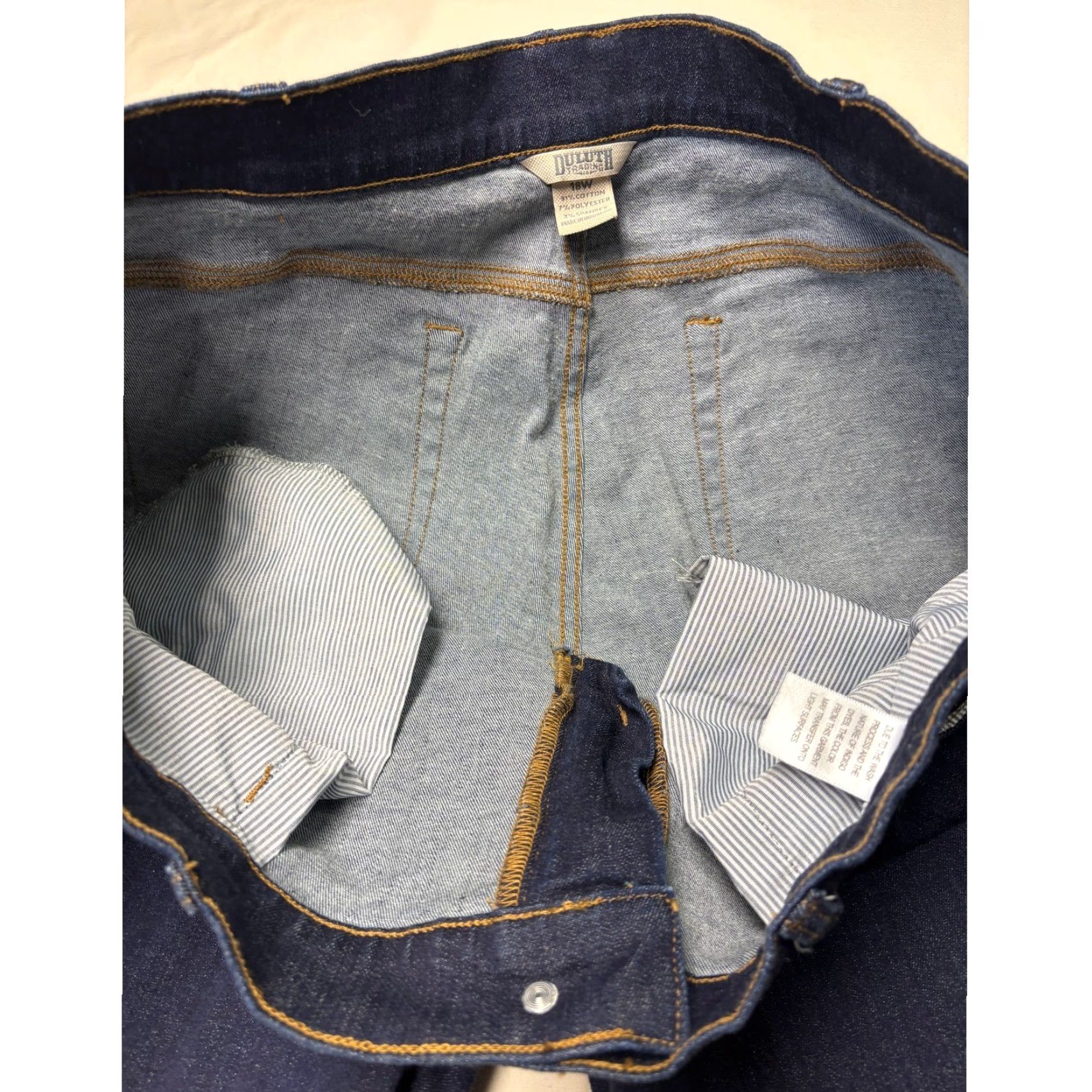 Duluth Trading Company Duluth Trading Co Jeans Dark Wash Bootcut Denim Stretch Cotton Womens 18W 31in Inseam Slim/Regular Rise Zip Button Pockets Size 40" / US 18 - 4 Thumbnail