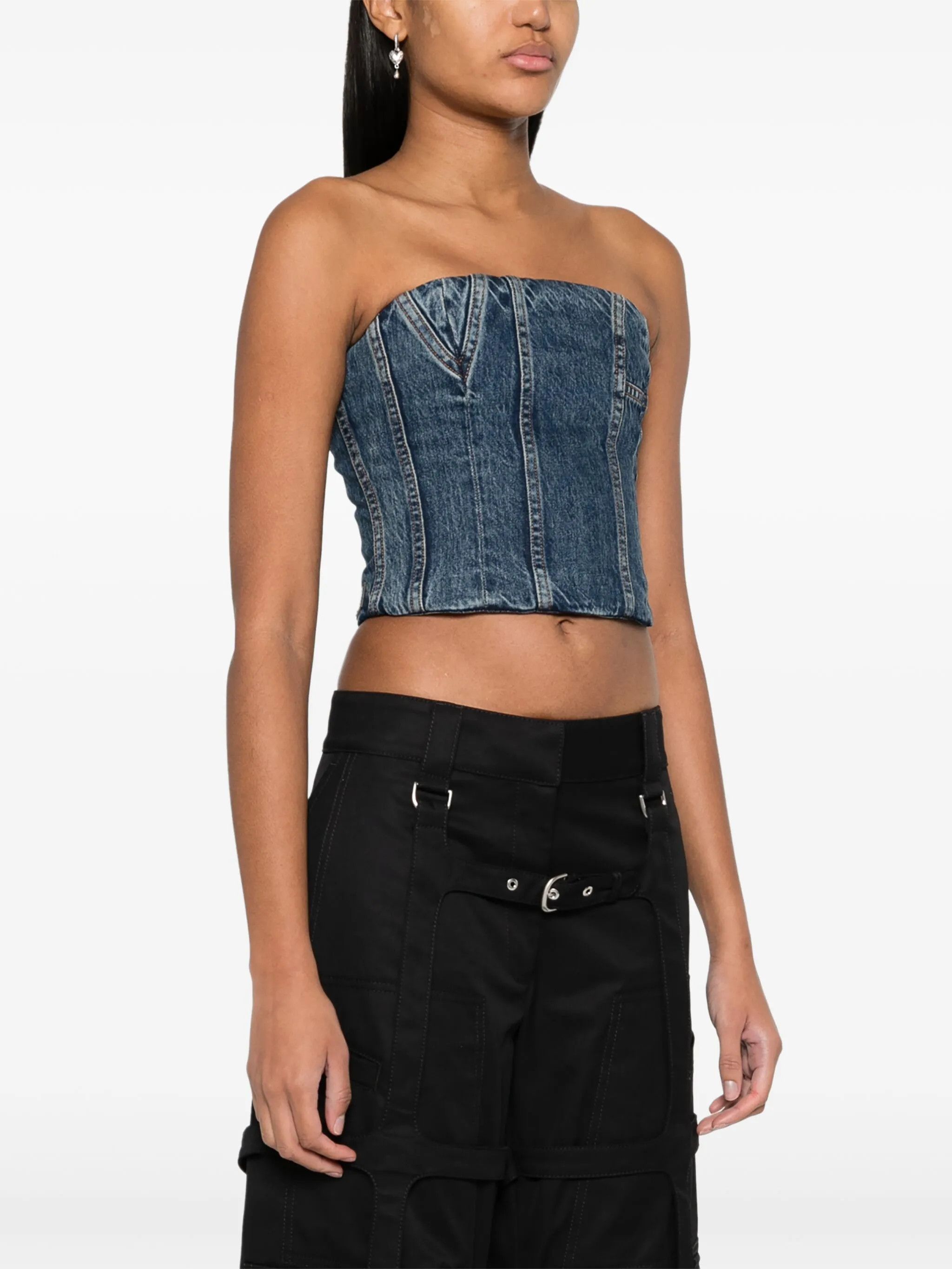 Amiri o1y0425 Crop Top in Blue Size XS / US 0-2 / IT 36-38 - 3 Thumbnail