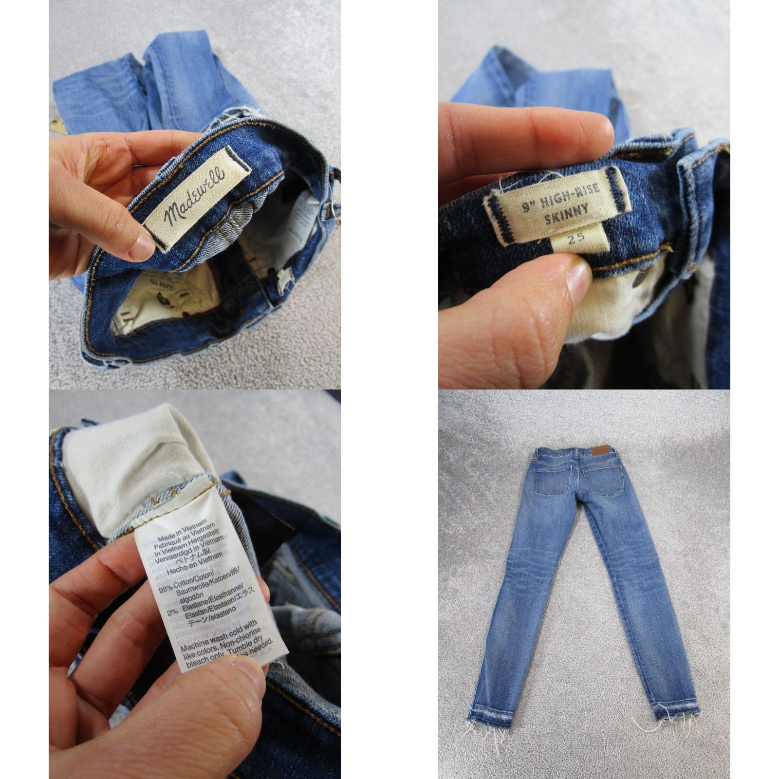 Madewell Madewell Jeans Womens 25 9" Rise Skinny Medium Wash Denim Ripped Blue Zip Zipper Size 42" / US 20 - 8 Thumbnail