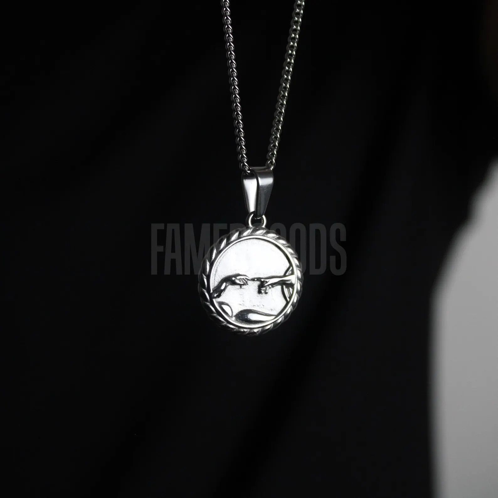 Jewelry Silver Creation of Adam Pendant Chain Necklace Size ONE SIZE - 1 Thumbnail