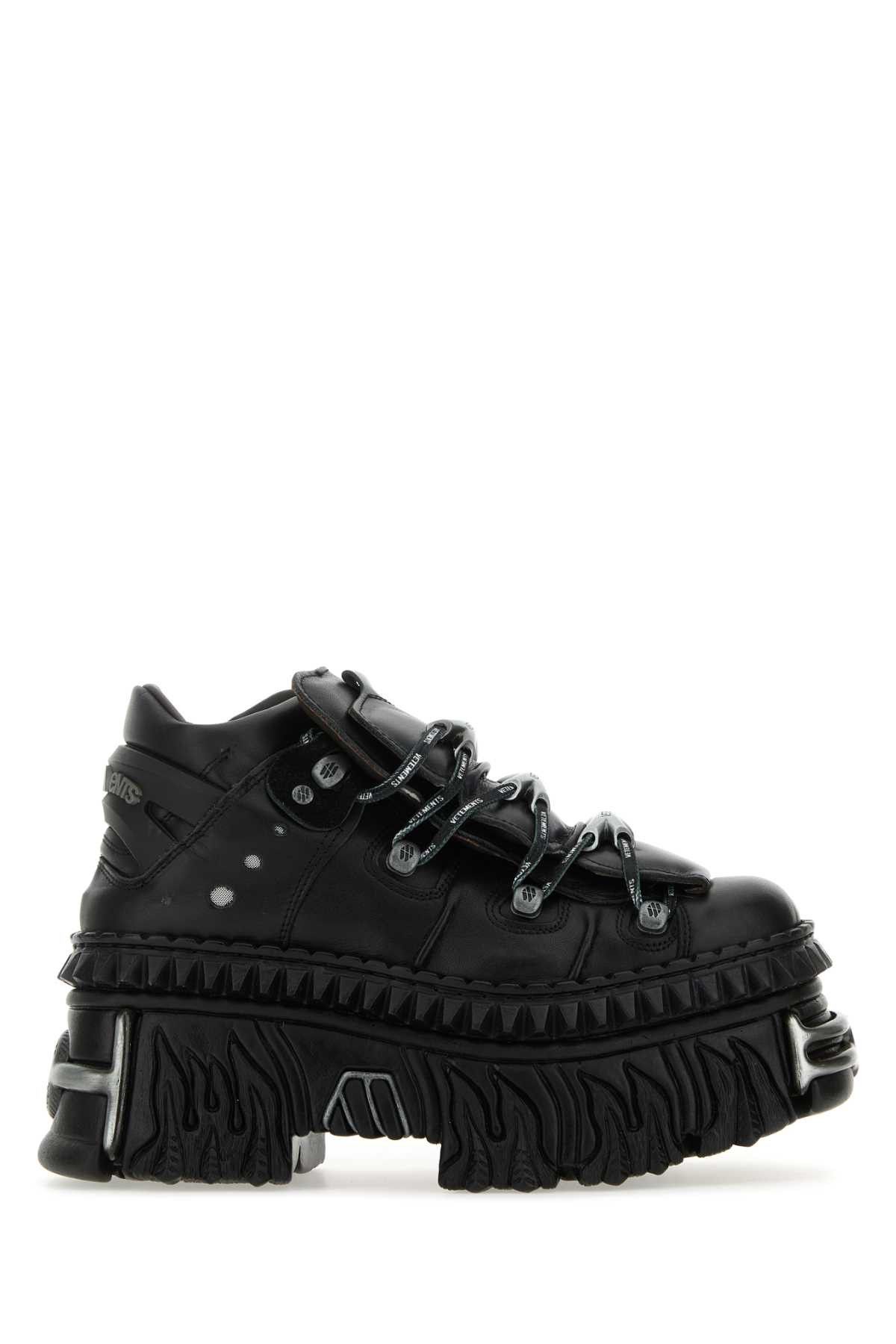 image of Vetements Black Leather New Rock Sneakers, Men's (Size 6)