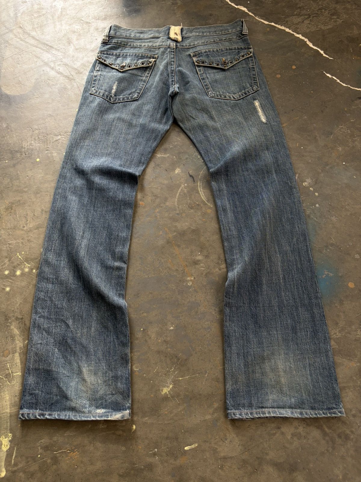 Tornado Mart 2000s spinash - flare studded distressed mudawash pants Size US 35 - 4 Thumbnail