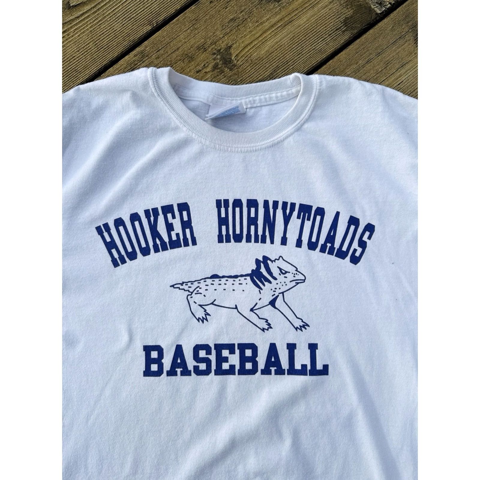 Hanes Hanes Hooker Hornytoads Baseball Shirt White Mens M Logo Short Sleeve Crew Neck 50/50 Sports Funny T-Shirt Size US M / EU 48-50 / 2 - 4 Thumbnail