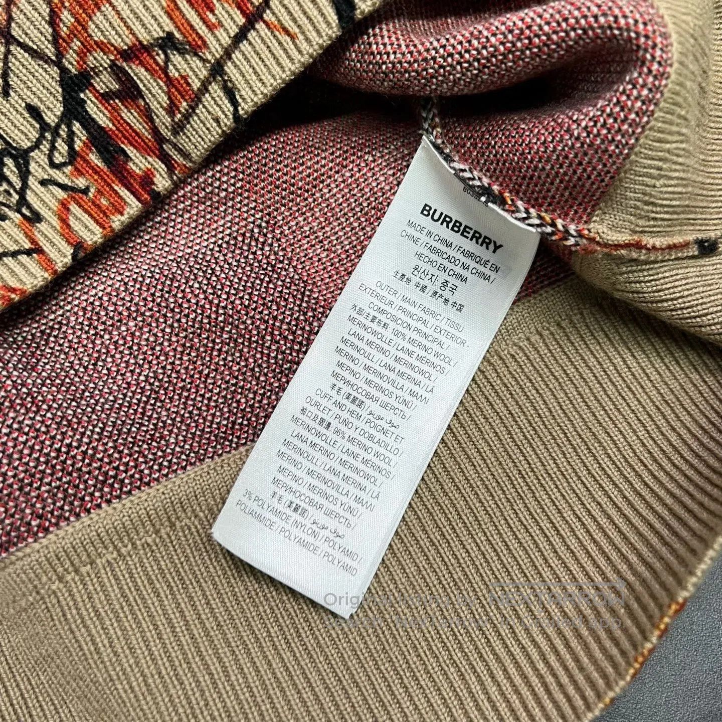 Burberry Burberry Graffiti Check Wool Knit Hoodie| Size US L / EU 52-54 / 3 - 6 Thumbnail