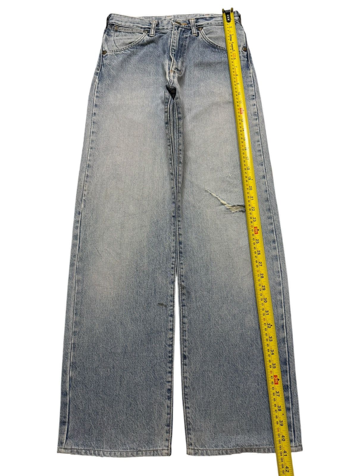 Wrangler Vintage 90s Wrangler Selvedge Faded Wash Distress Wide Leg Size 27" / US 4 / IT 40 - 12 Thumbnail