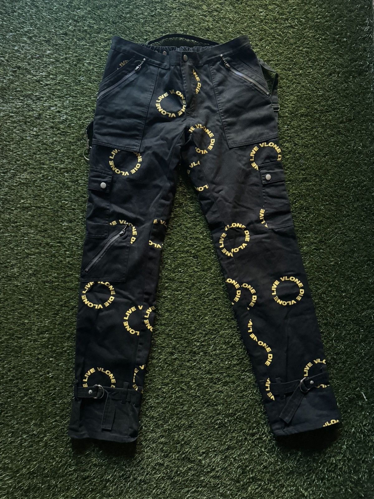 image of Vlone Bondage Pants in Black/Yellow, Men's (Size 32)