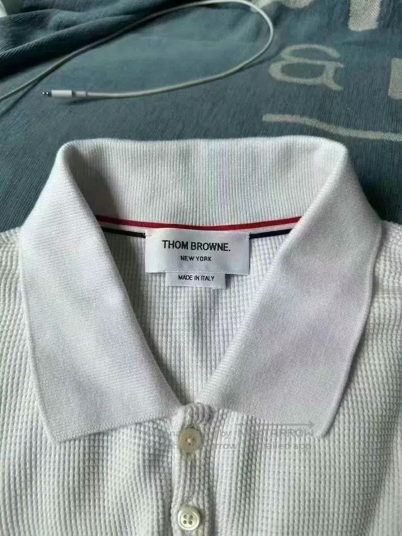 Thom Browne Thom Browne White Waffle Polo Sweatshirt Size US XL / EU 56 / 4 - 2 Thumbnail