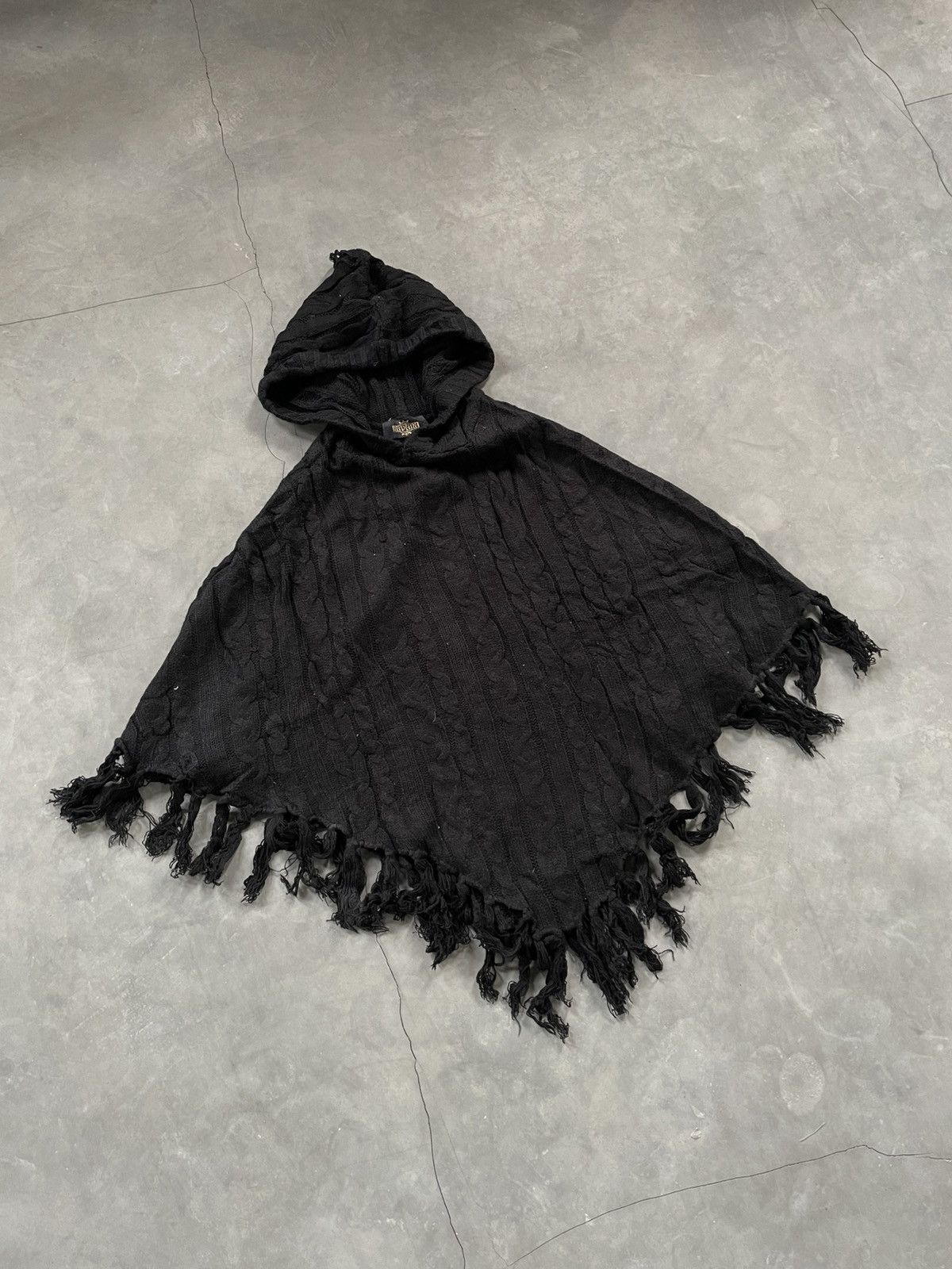 If Six Was Nine Grunge Goth Navana Japan Cloaks Cable Knit Black Vkei Style Size US XL / EU 56 / 4 - 2 Thumbnail
