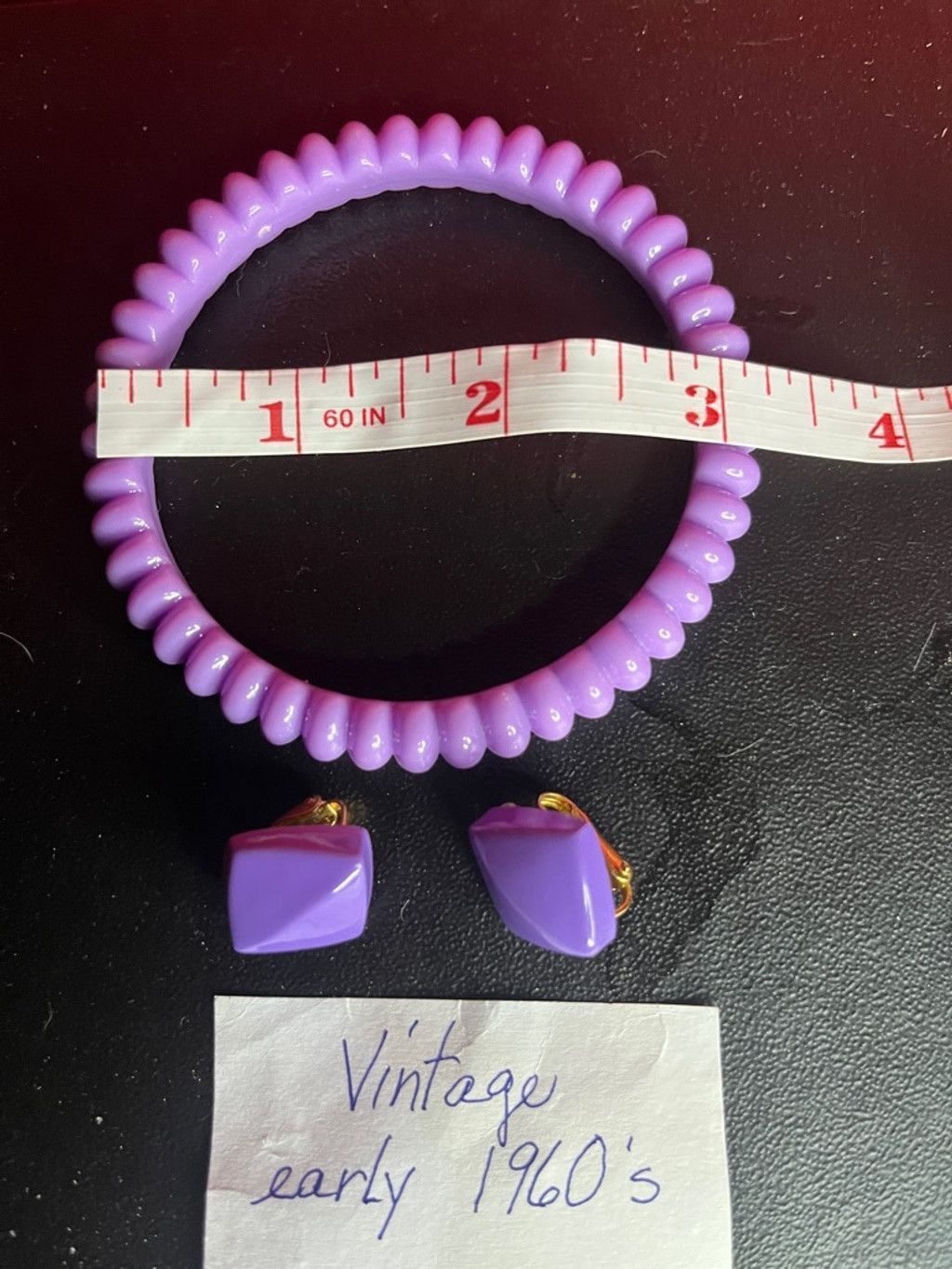 Other Vintage 1960s Lavender Clip-On Earrings & Bangle Set Size ONE SIZE - 3 Thumbnail