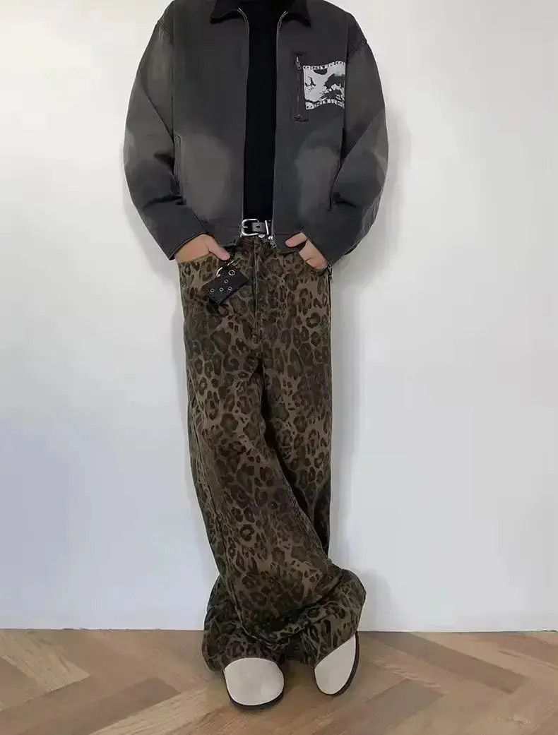 Japanese Brand Vintage Brown Leopard Print Straight Leg Jeans Size US 32 / EU 48 - 3 Thumbnail