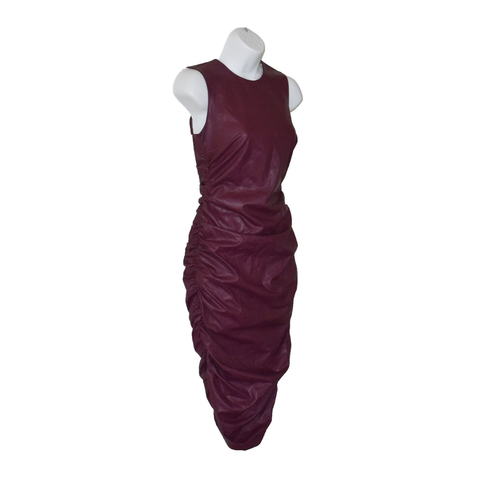 Amanda Uprichard New AMANDA UPRICHARD Jamilla Faux Leather Ruched Dress Sz XS Size XS / US 0-2 / IT 36-38 - 4 Thumbnail