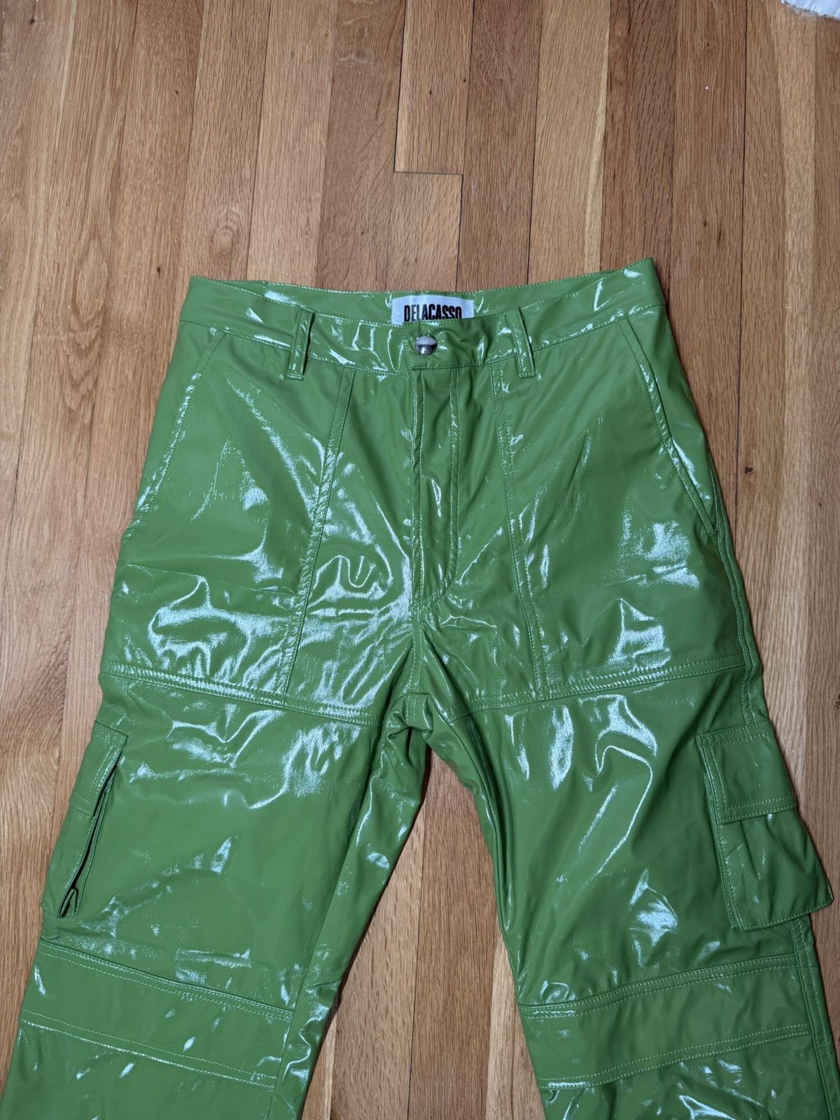 If Six Was Nine Delacasso Green Handmade Vinyl Cargo Pants Size US 30 / EU 46 - 3 Thumbnail