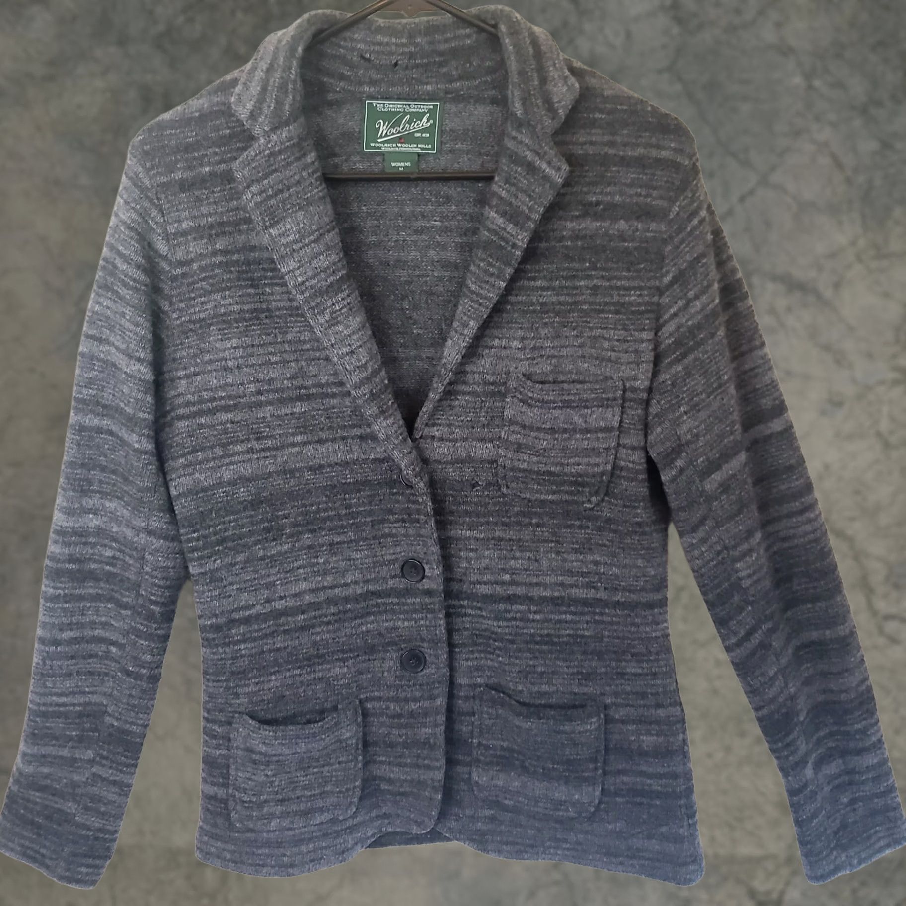 Vintage Woolrich Cardigan Sweater Wool Knit Heathered Gray Long Sleeve Crew Neck Pockets Vintage Womens M Wool Mix Size M / US 6-8 / IT 42-44 - 1 Thumbnail