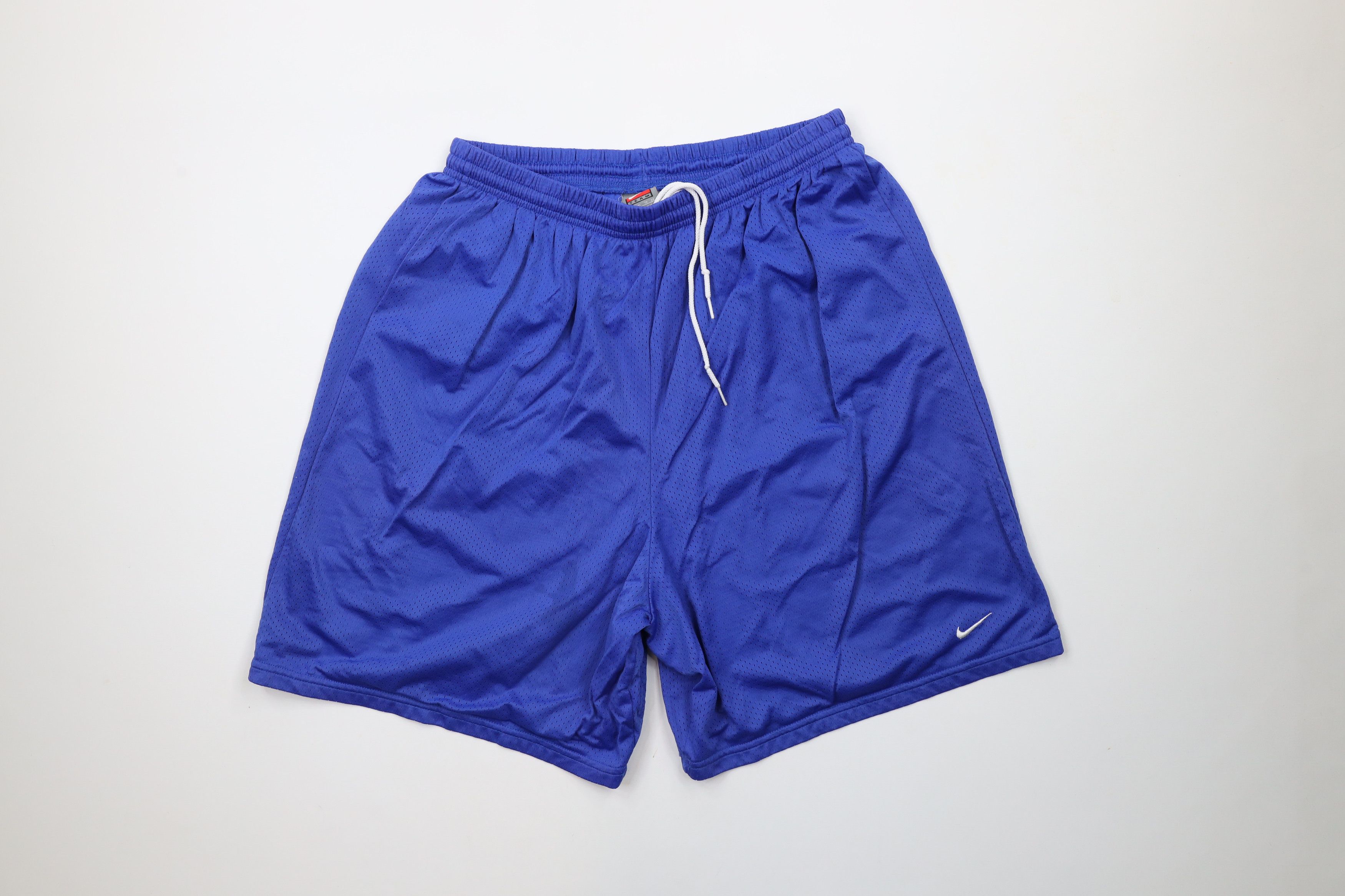 Nike × Vintage Vintage Nike Mini Swoosh Above Knee Mesh Shorts Royal Blue Size US 36 / EU 52 - 1 Thumbnail