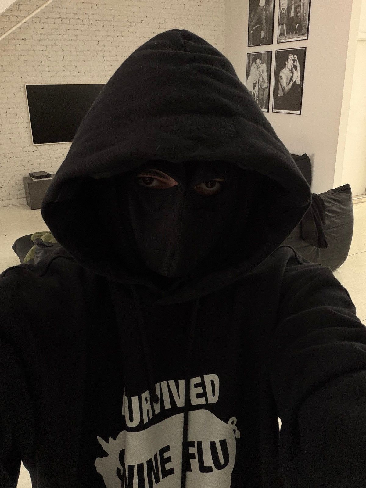 Vetements A/W 2020 VETEMENTS ‘I SURVIVED SWINE FLU’ GIMP MASK HOODIE Size US XL / EU 56 / 4 - 5 Thumbnail