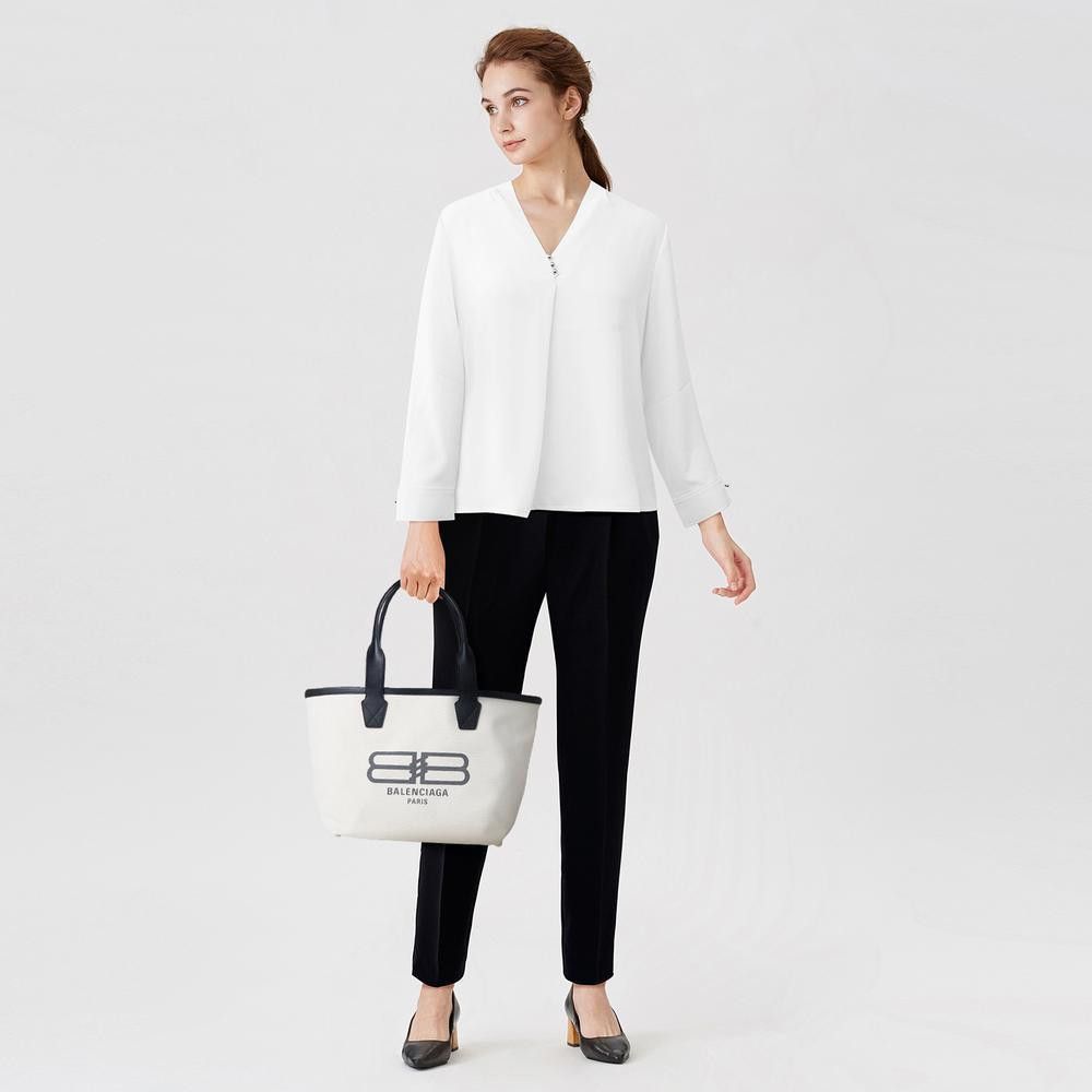 Balenciaga o1mt1gz1224 Size: OS / Jumbo Small Tote Bag in White/Black Size ONE SIZE - 4 Thumbnail