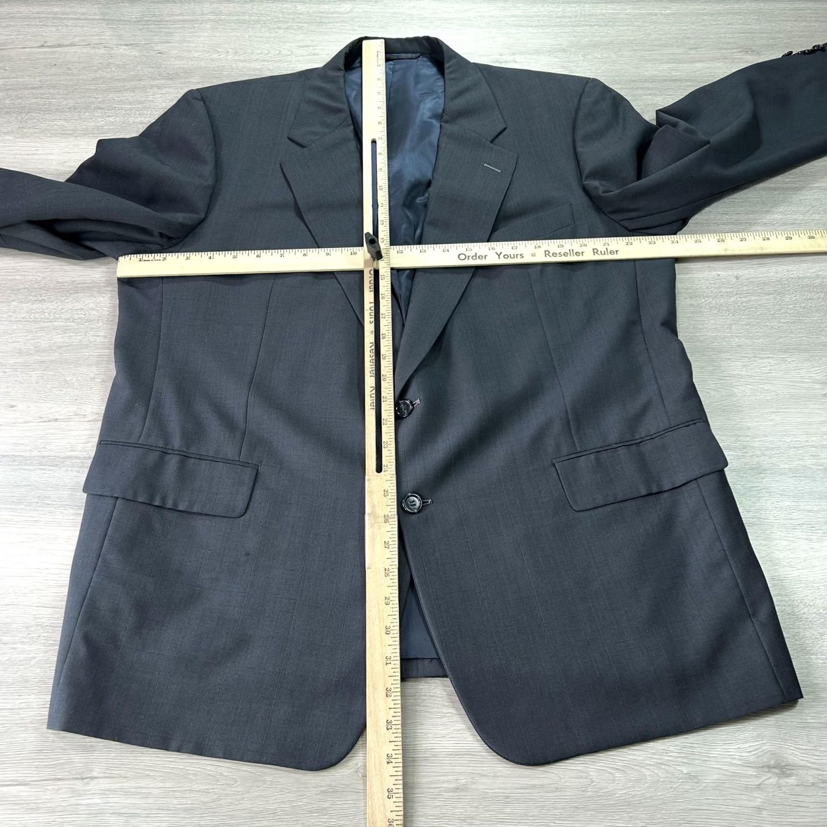 Vintage Hickey Freeman Blazer Mens 48R Gray Wool Two-Button Notch Lapel Made in USA Jacket Coat Suit Jacket Size 48R - 7 Thumbnail
