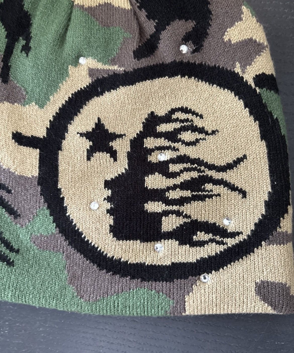 HELLSTAR HELLSTAR Capsule 11 Big Logo Camo Rhinestone Beanie Size ONE SIZE - 3 Thumbnail