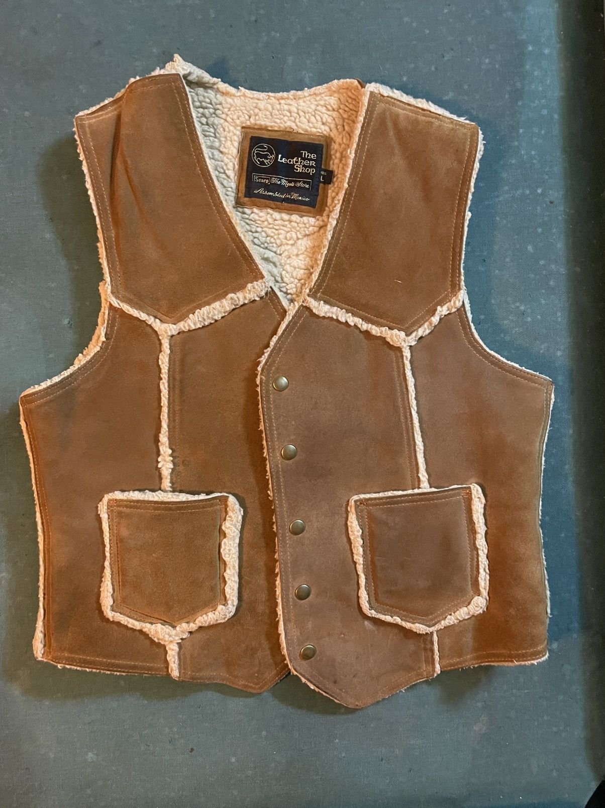 Sears Vintage Western Genuine Cowhide Leather Vest Size US L / EU 52-54 / 3 - 1 Thumbnail