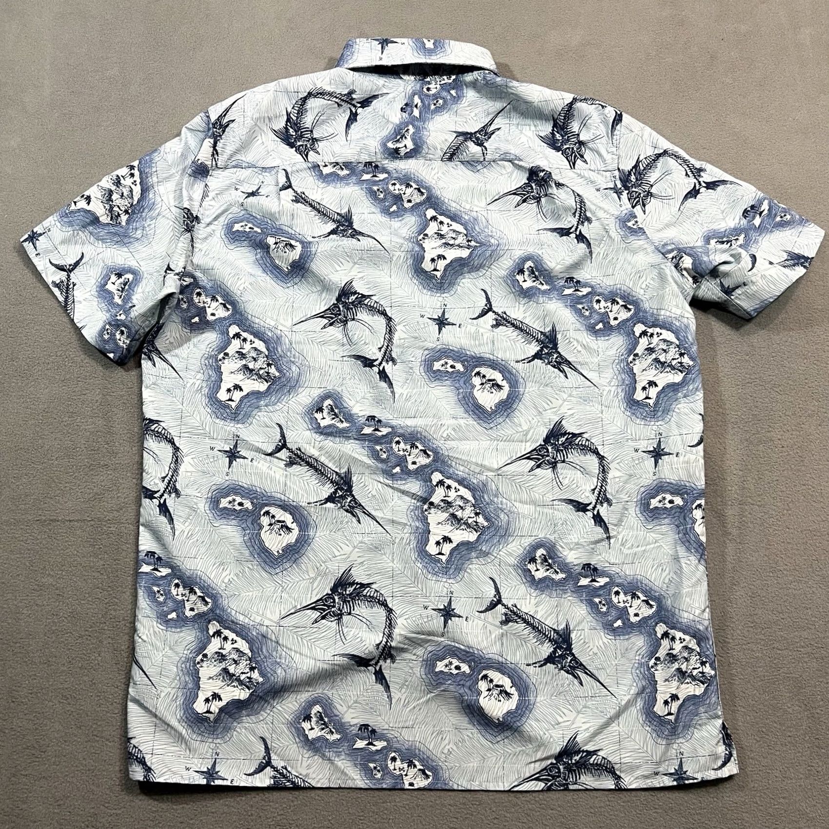 Chaps Chaps Hawaiian Shirt Mens M Blue Button Down Fishing Islands Swordfish Skeleton Size US M / EU 48-50 / 2 - 2 Thumbnail
