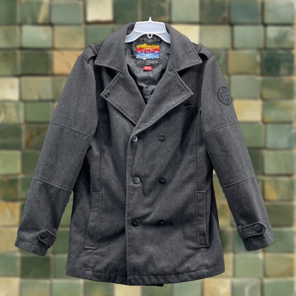 Empyre Empyre Wool Blend Pea Coat Mens Med Double Breasted Academia Classic Utility Jacket/Coat | Gray | 90s, City, Workwear Theme | Regular Fit Size US M / EU 48-50 / 2 - 1 Thumbnail