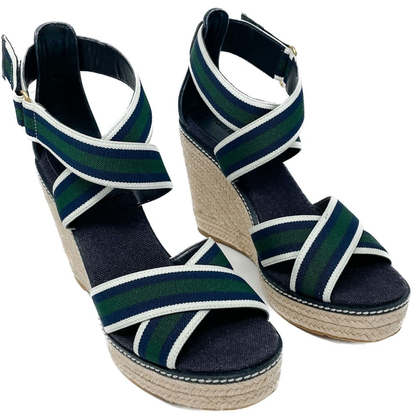 Tory Burch Tory Burch Frieda Stripe Canvas Leather Espadrilles size 9.5 Size US 9.5 / IT 39.5 - 9 Thumbnail