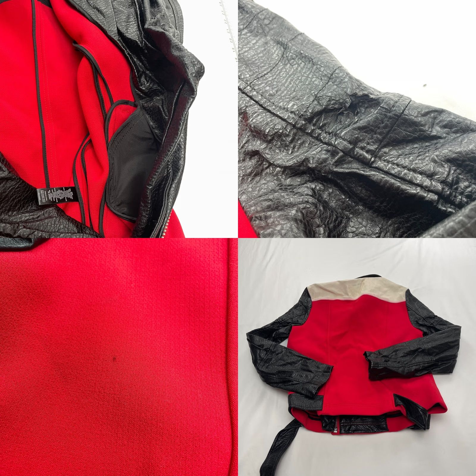 Express Express Jacket Womens Large Red Black Faux Leather Sleeves Zip Pockets Ladies Size L / US 10 / IT 46 - 8 Thumbnail