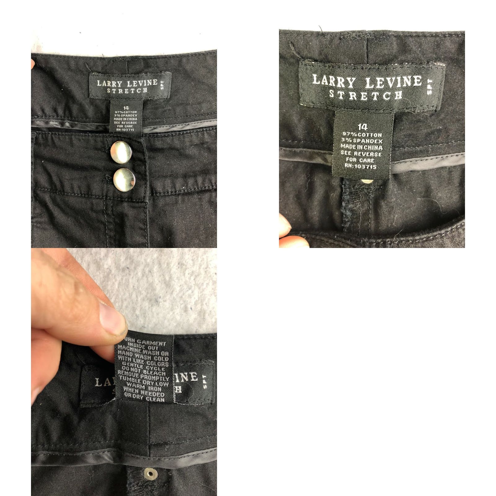 Vintage Larry Levine Mid Rise Stretch Womens Size 14 Black Pants Size 36" / US 14 / IT 50 - 8 Thumbnail