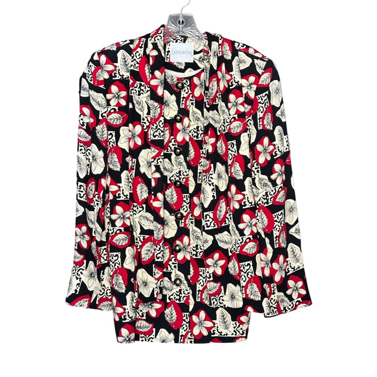 Other Vintage Don Caster Floral Wool Blend Suit Jacket With Sash Size M / US 6-8 / IT 42-44 - 4 Thumbnail
