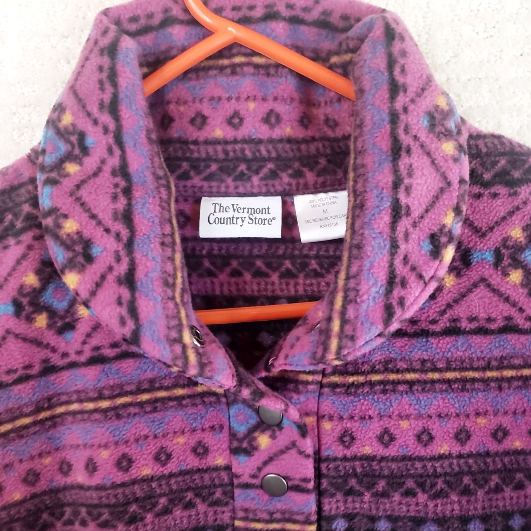 Vintage The Vermont Country Store Women M Purple Nordic 1/4 Snap Fleece Jacket Sweater Size M / US 6-8 / IT 42-44 - 4 Thumbnail