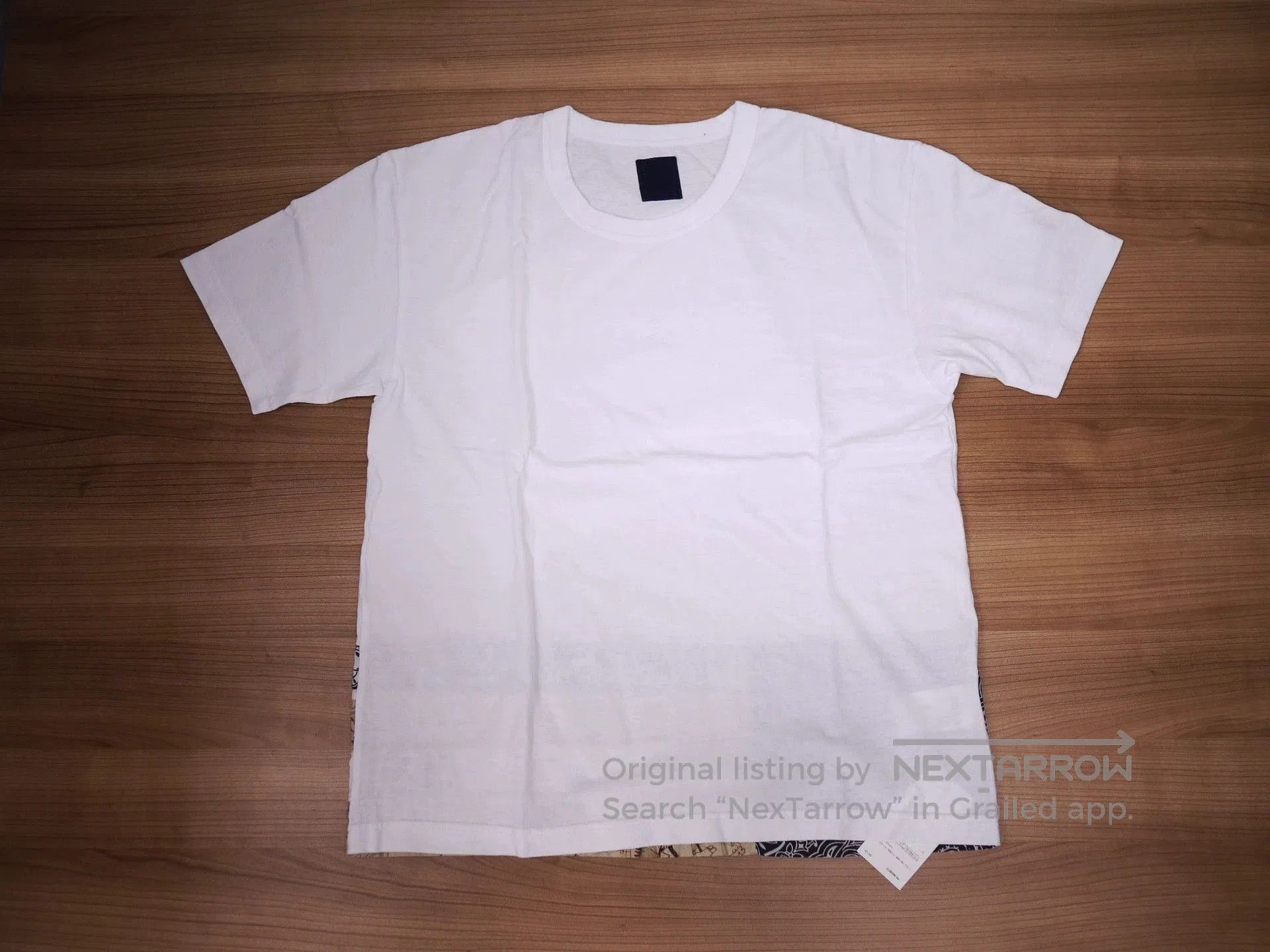 Visvim White Short Sleeve Shirt with Patterned Hem. Size US L / EU 52-54 / 3 - 5 Thumbnail