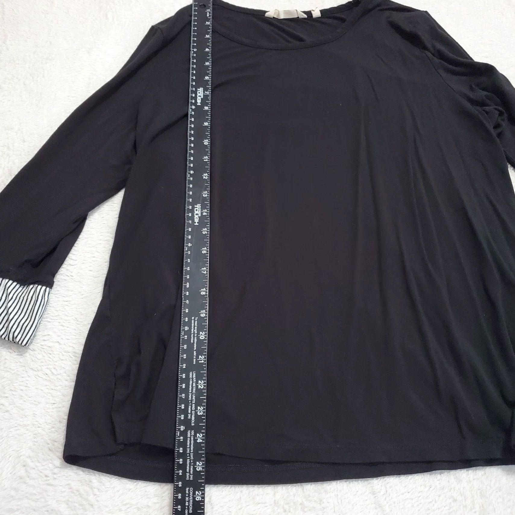 Soft Surroundings Soft Surroundings Top Black 3/4 Sleeve Tunic Contrasting Cuffs Womens XL Pullover Casual Travel Crew Neck Size XL / US 12-14 / IT 48-50 - 6 Thumbnail