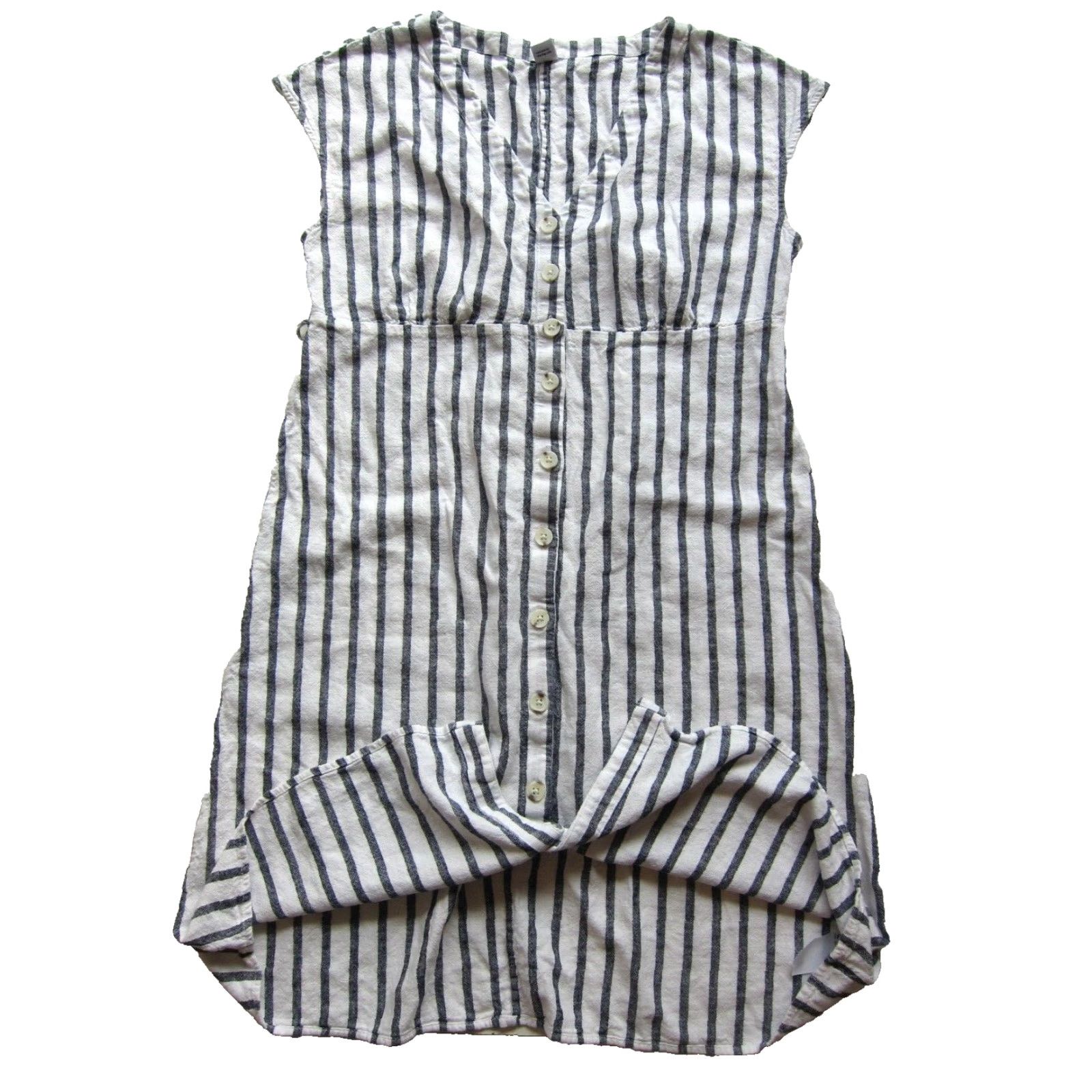 Old Navy Old Navy Linen Black White Stripe V-Neck Button Up Cap Sleeve Sheath Dress Small Size S / US 4 / IT 40 - 5 Thumbnail