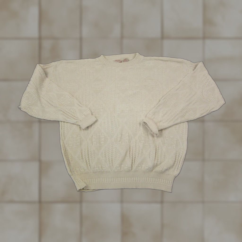 Vintage VINTAGE The Fox Collection Sweater Mens Large Tall LT Ivory Cotton Knit Crew Neck Long Sleeve Pullover All Seasons City Retro Clothing Mens LT Size US L / EU 52-54 / 3 - 1 Thumbnail