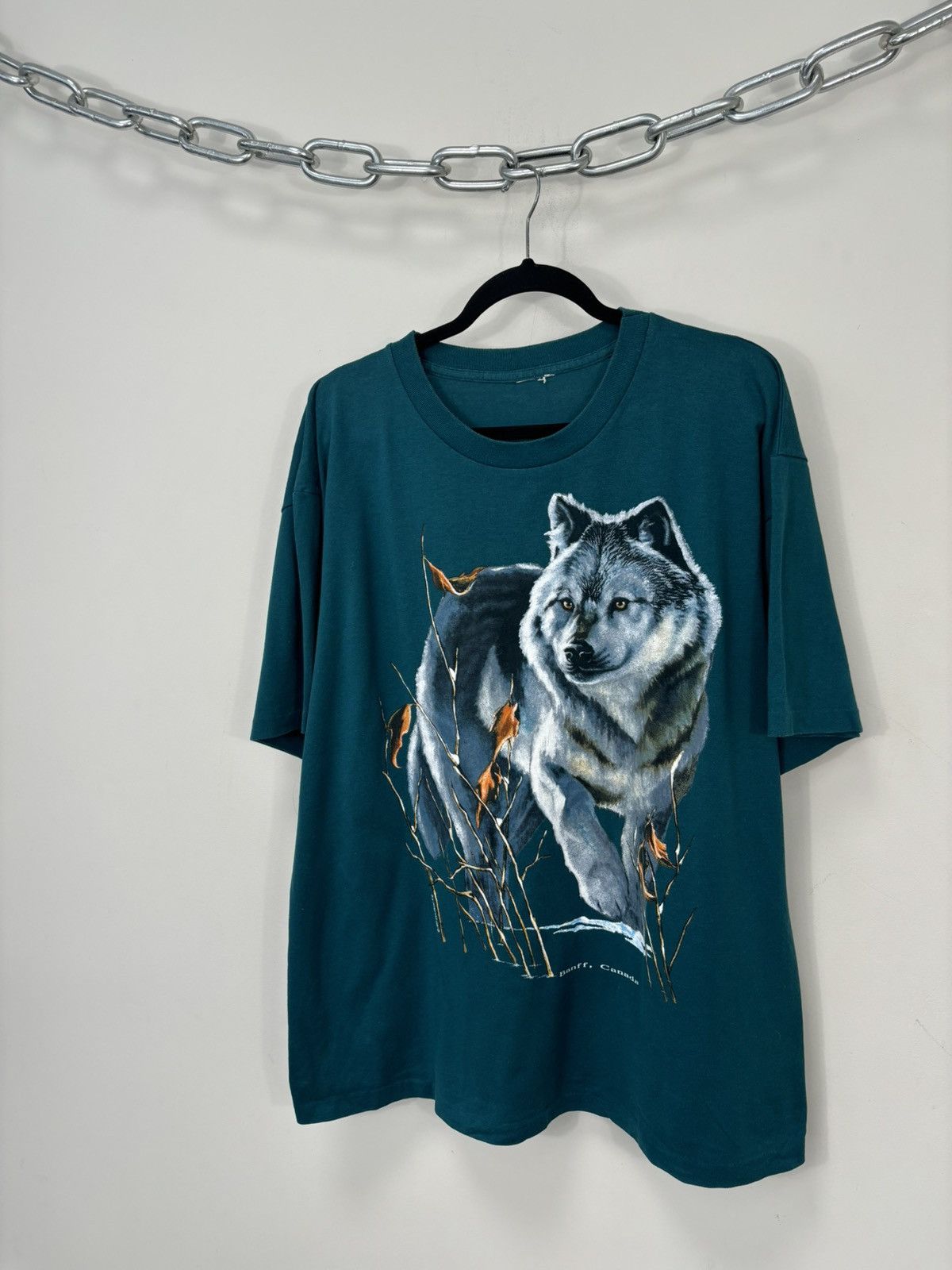 Vintage Vintage 1993 Wolf Animal Logo Banff Canada Single Stitch Tee Size US XL / EU 56 / 4 - 2 Thumbnail