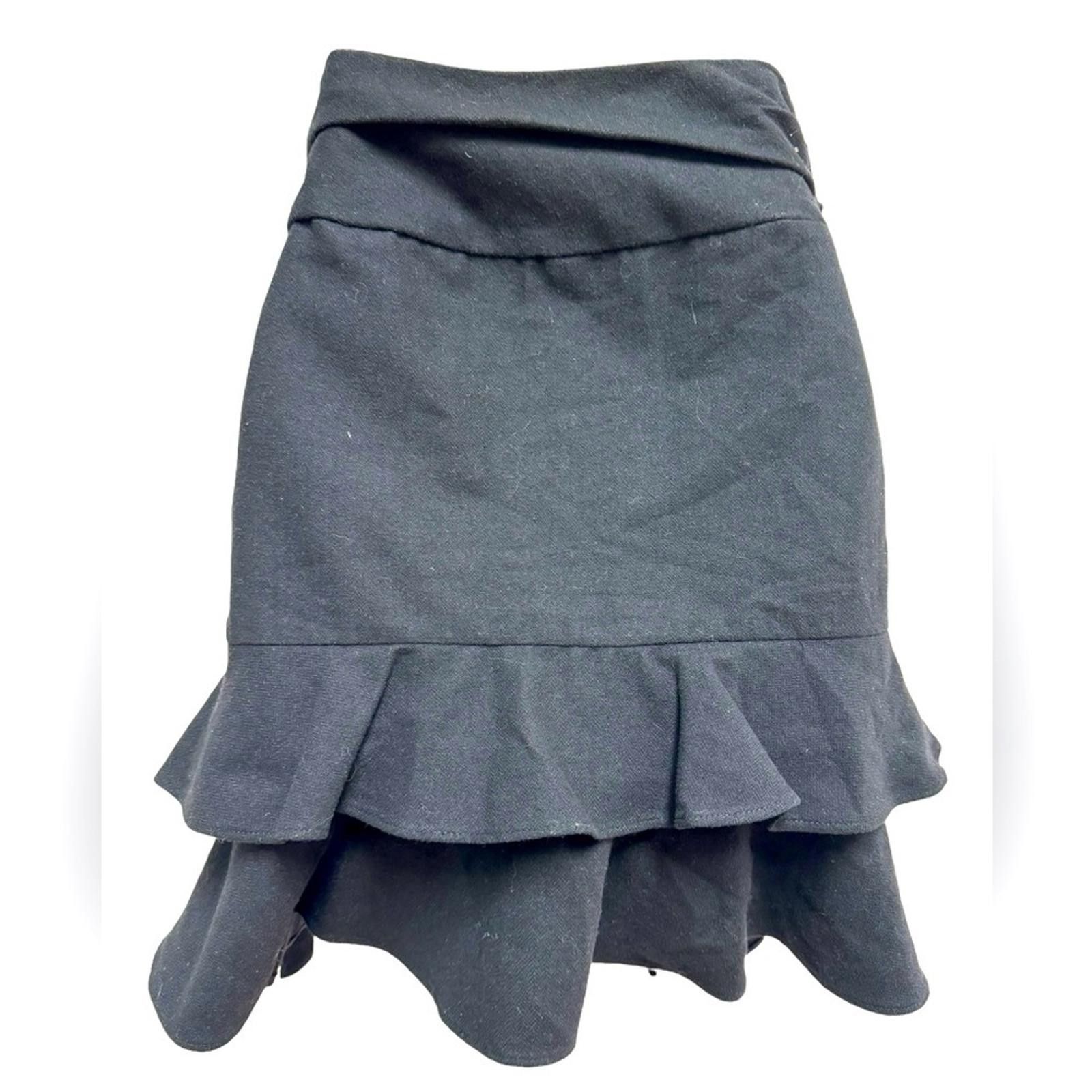 Designer Intermix Erika Wool Blend Ruffle Wrap Skirt NWT 2 Size 24" / US 00 / IT 34 - 11 Thumbnail
