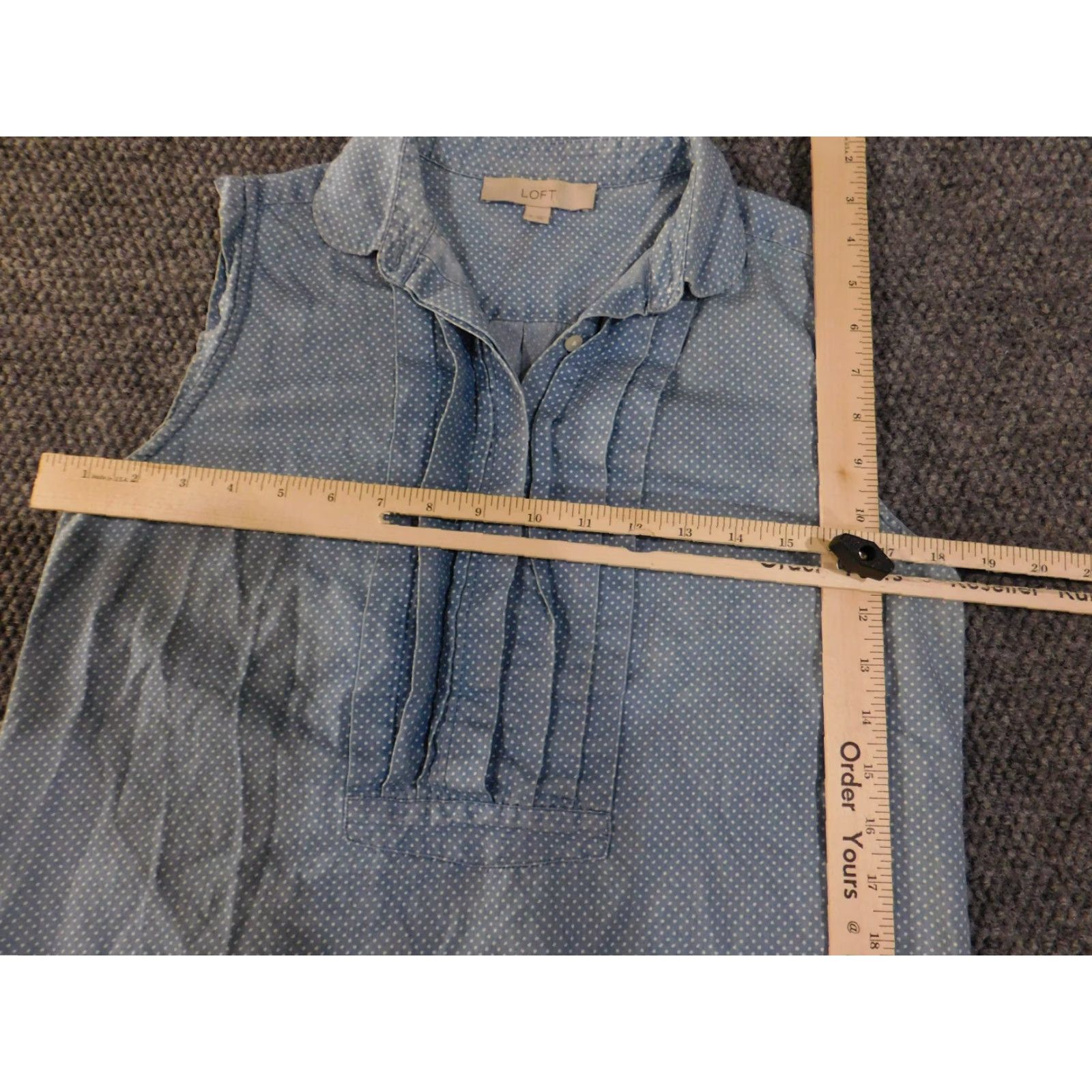 Loft LOFT Blouse Womens Small Blue Sleeveless Polka Dot Collared Button Fr Size S / US 4 / IT 40 - 6 Thumbnail