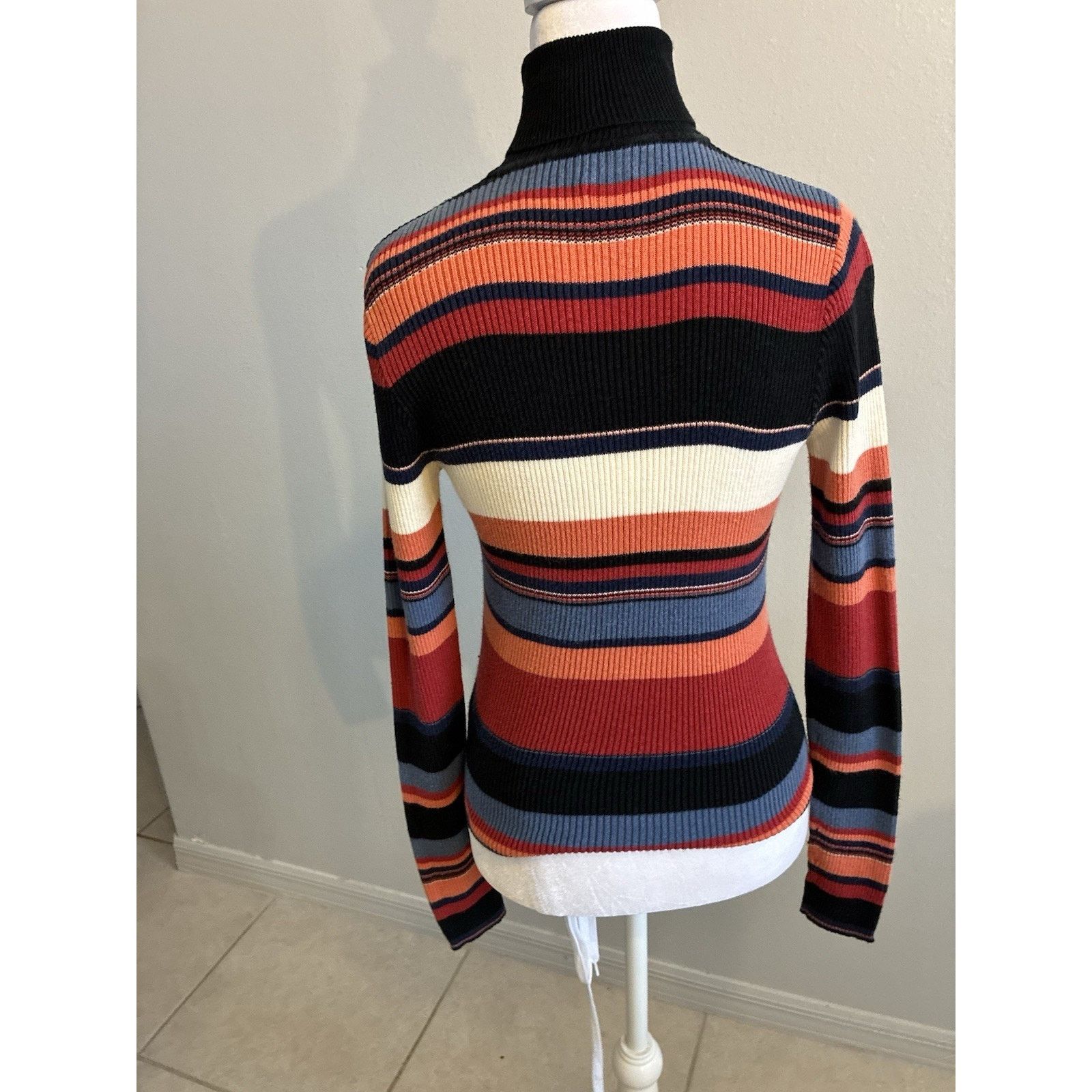 Mossimo VTG 90s Mossimo Striped Knit Turtleneck Sweater Grunge M Size M / US 6-8 / IT 42-44 - 11 Thumbnail