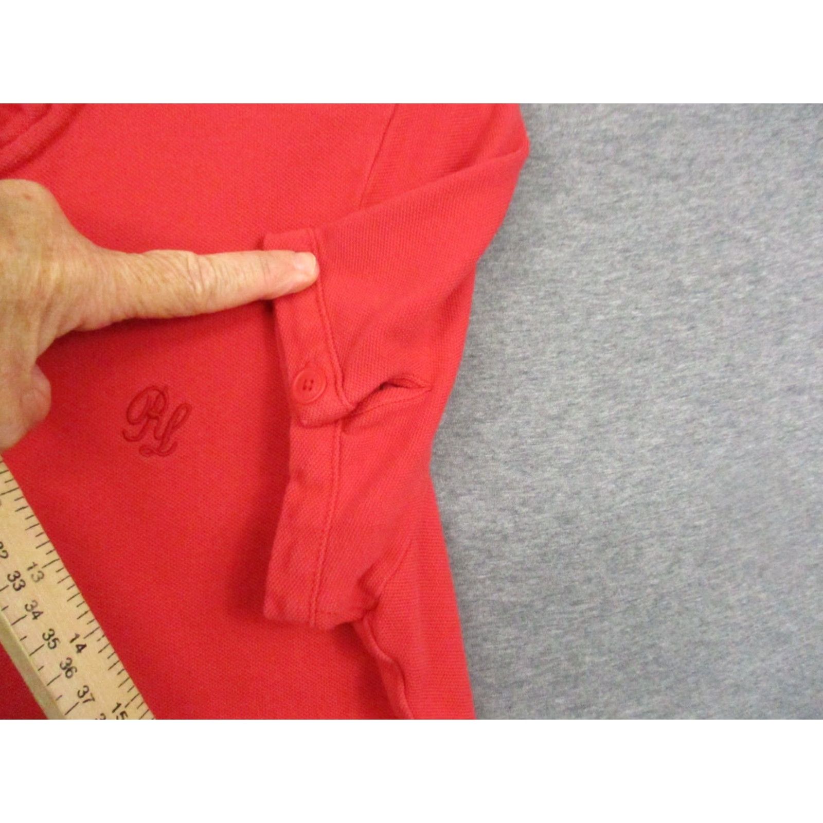 Polo Ralph Lauren Ralph Lauren Polo Blouse Large Womens Cotton Ruffle Button Short Sleeve Pink Red Vintage Monogram RL Shirt Size L / US 10 / IT 46 - 7 Thumbnail