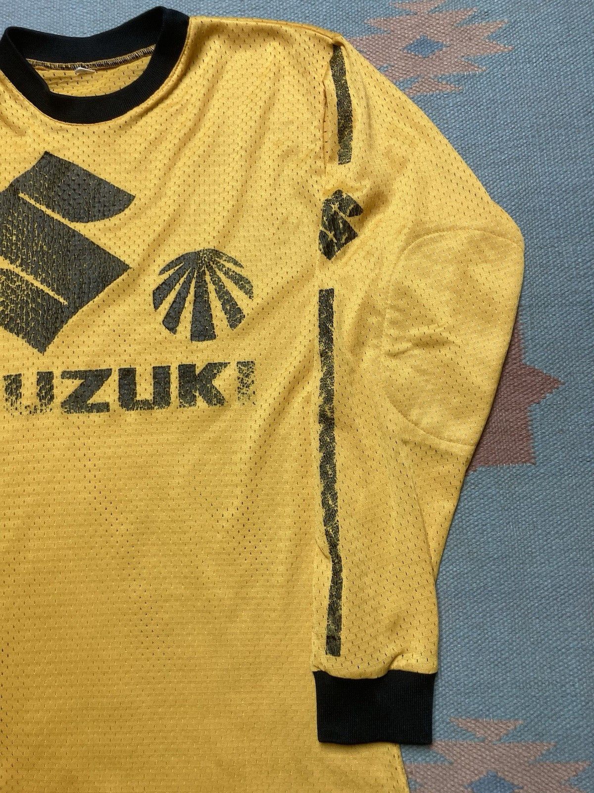 Vintage 70s Suzuki mesh jersey motocross Moto racing MX faded small Size US S / EU 44-46 / 1 - 4 Thumbnail