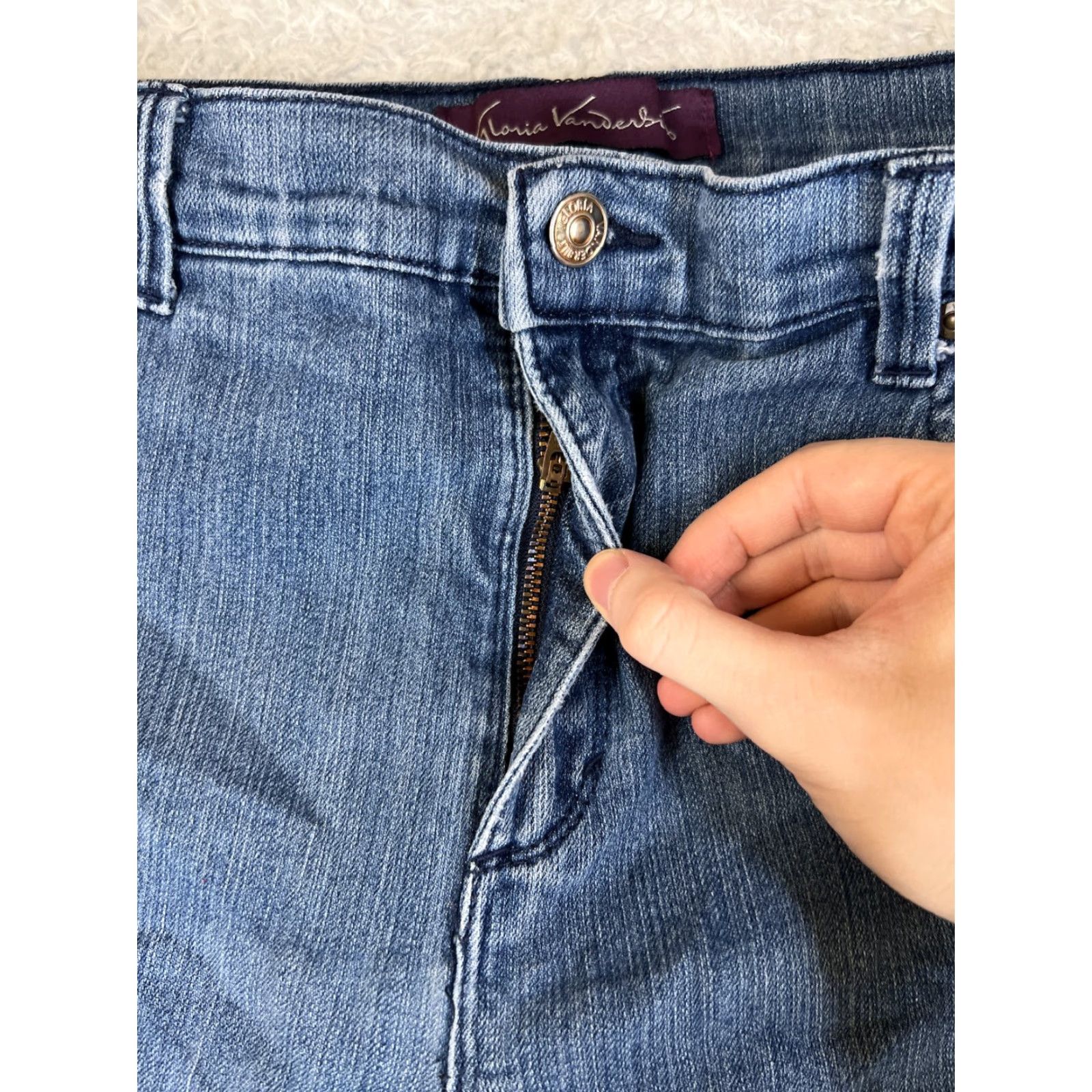 Gloria Vanderbilt Gloria Vanderbilt Jeans Womens 12 Blue Cotton Blend Straight Leg Mid Rise 5-Pocket Designer American Regular Size 34" / US 12 / IT 48 - 4 Thumbnail